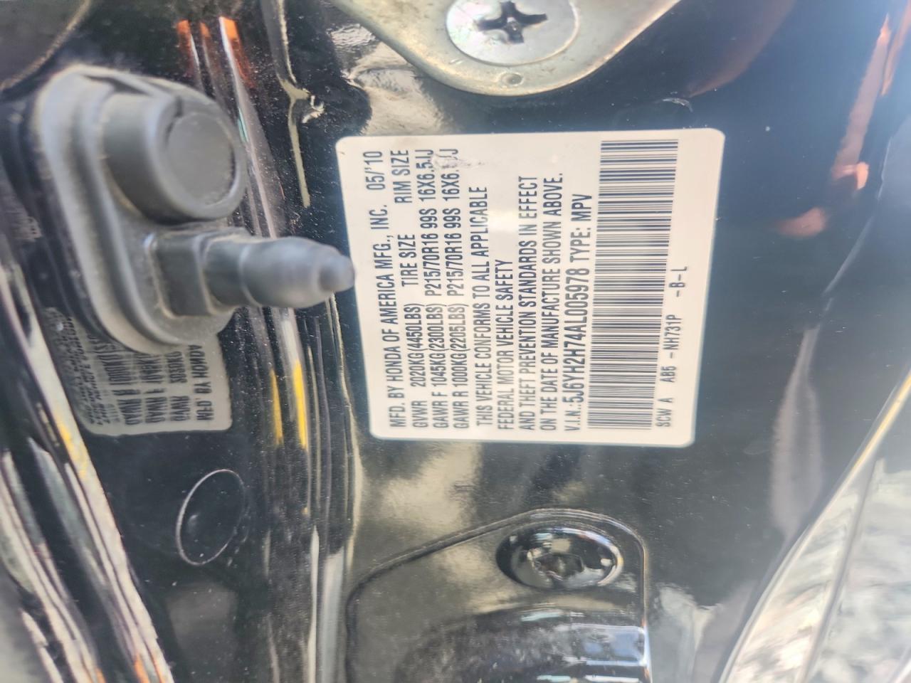 2010 Honda Element Ex Black vin: 5J6YH2H74AL005978