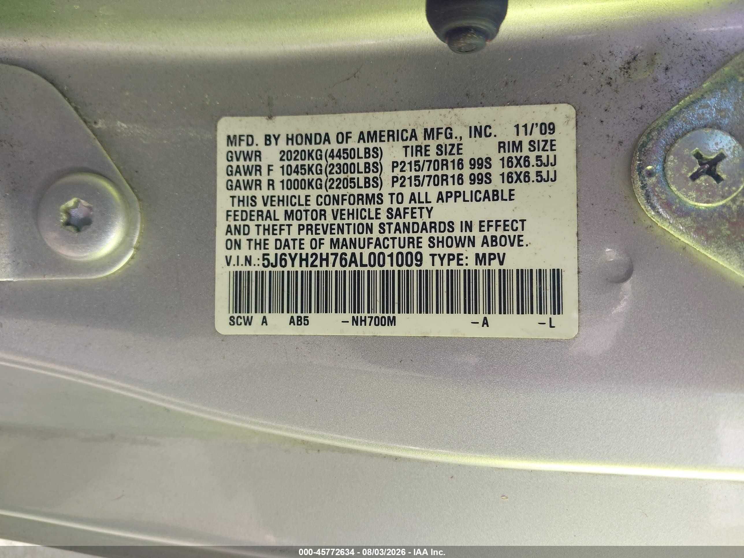 2010 Honda Element Ex Silver vin: 5J6YH2H76AL001009