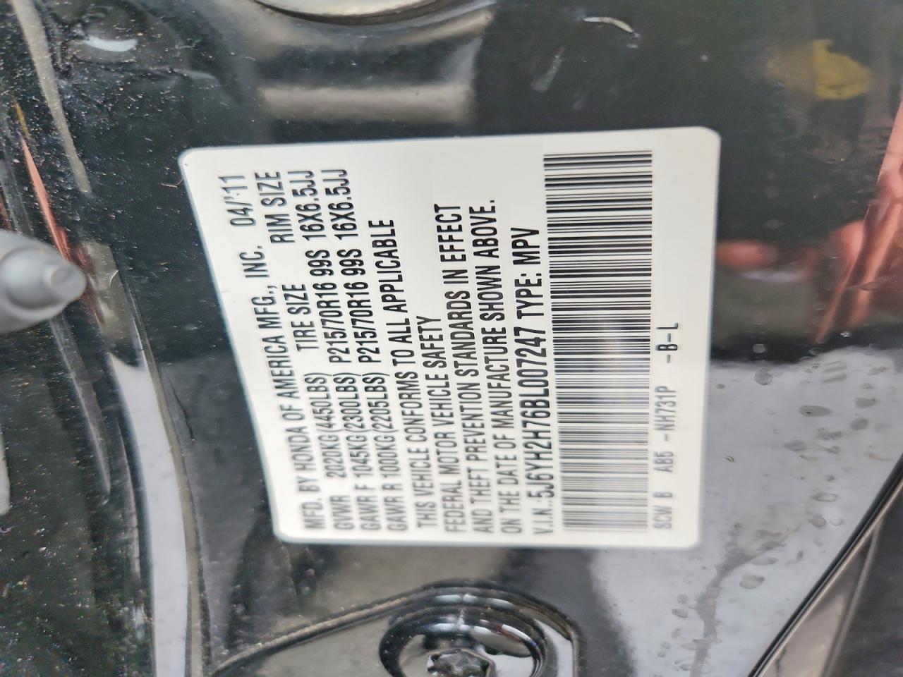 2011 Honda Element Ex Black vin: 5J6YH2H76BL007247