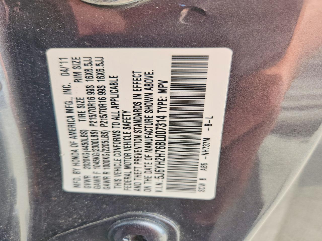 2011 Honda Element Ex Gray vin: 5J6YH2H76BL007314