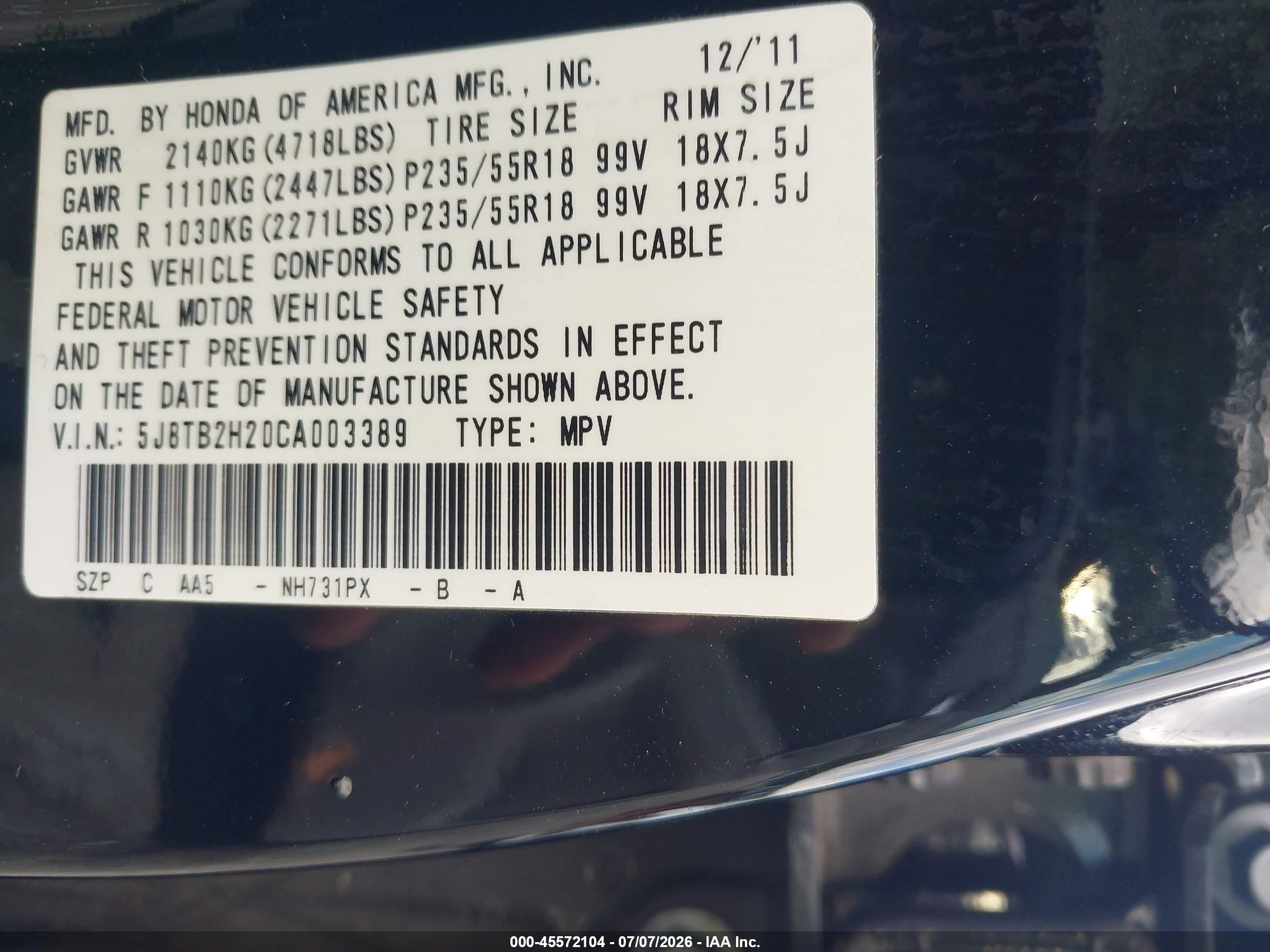 2012 Acura Rdx   Black vin: 5J8TB2H20CA003389