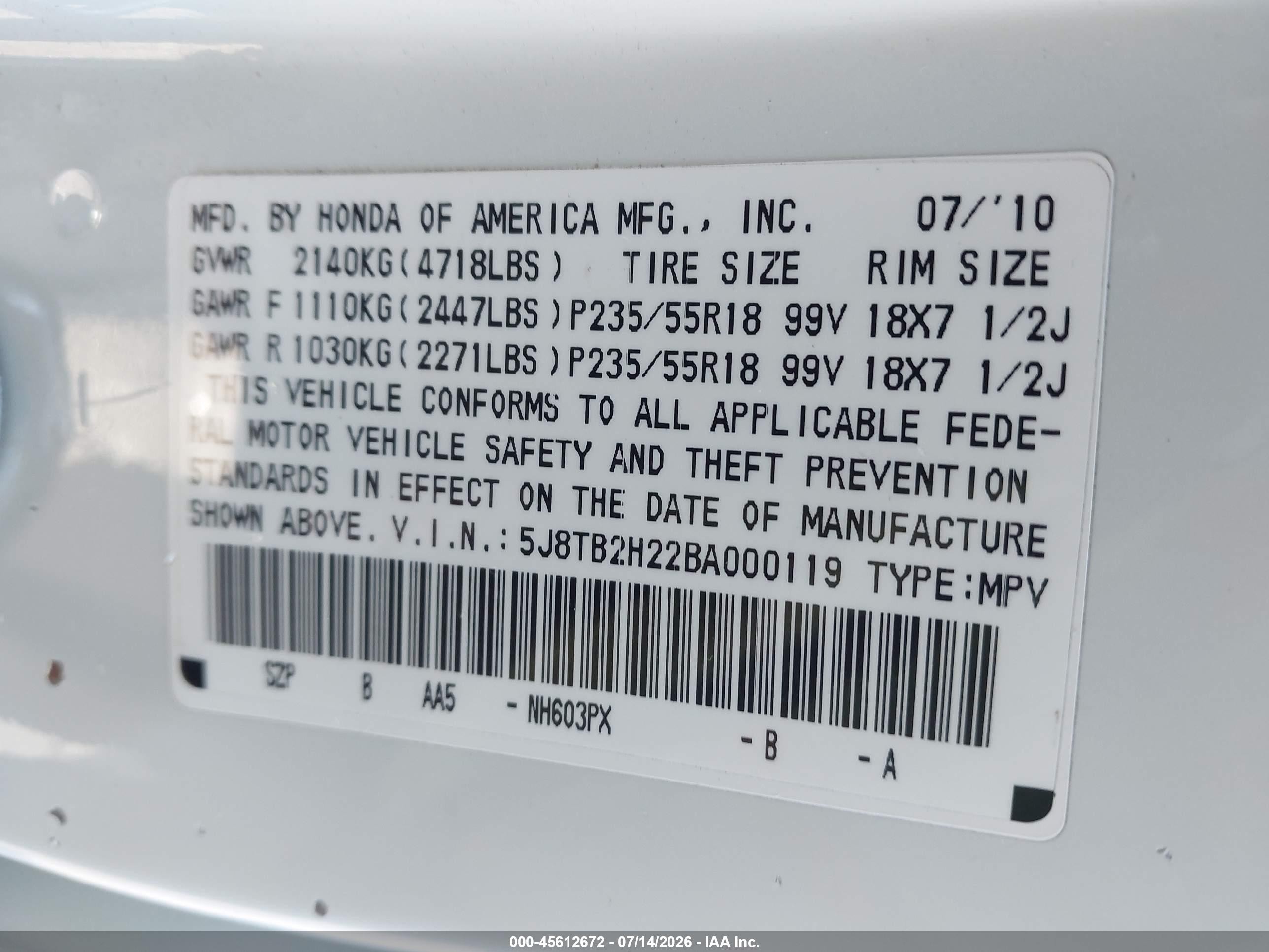 2011 Acura Rdx   White vin: 5J8TB2H22BA000119