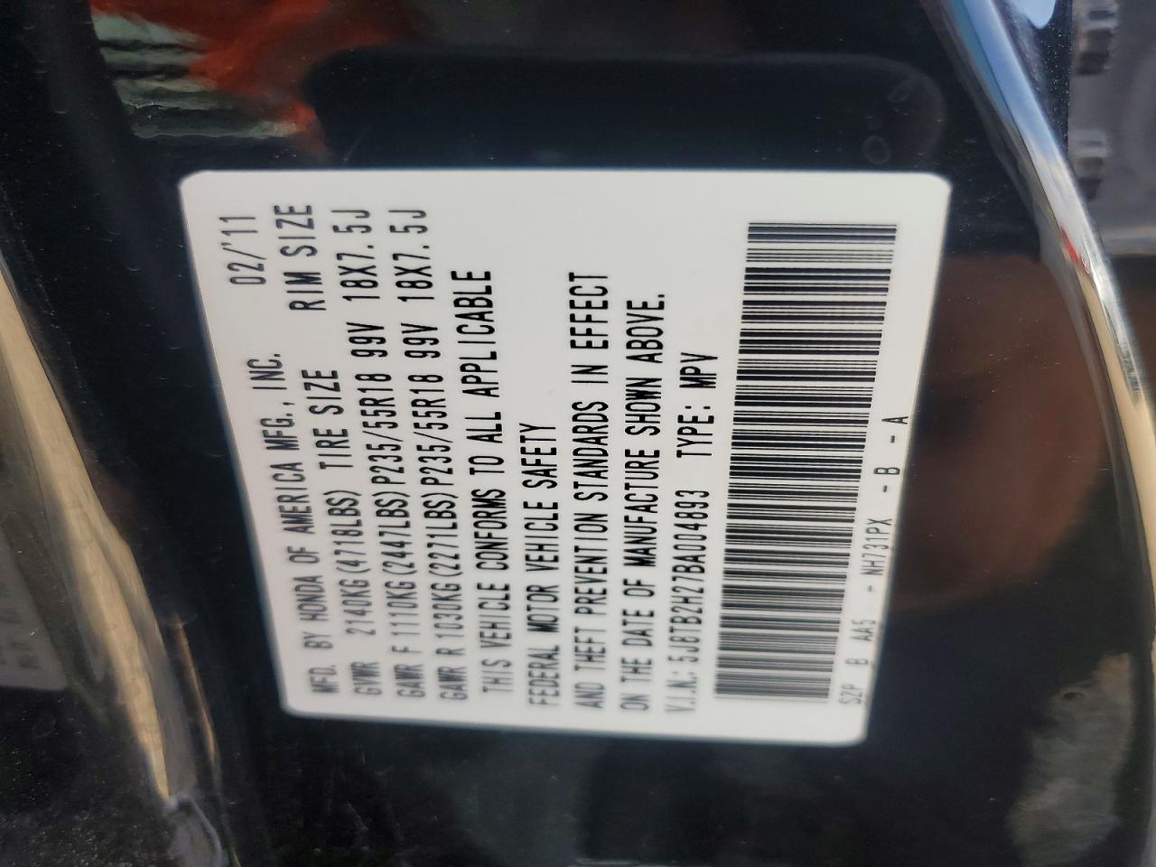 2011 Acura Rdx Black vin: 5J8TB2H27BA004893