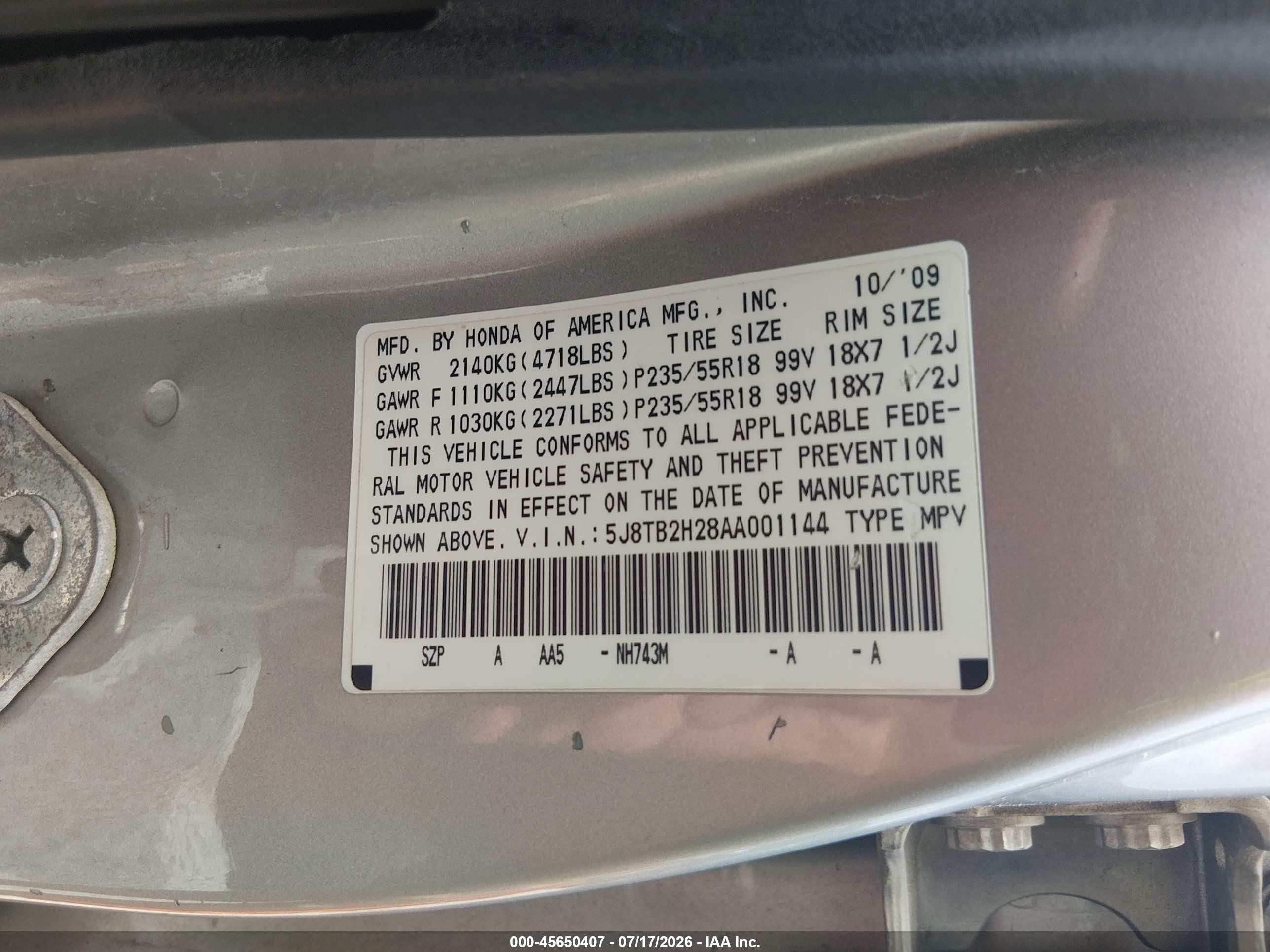 2010 Acura Rdx Silver vin: 5J8TB2H28AA001144