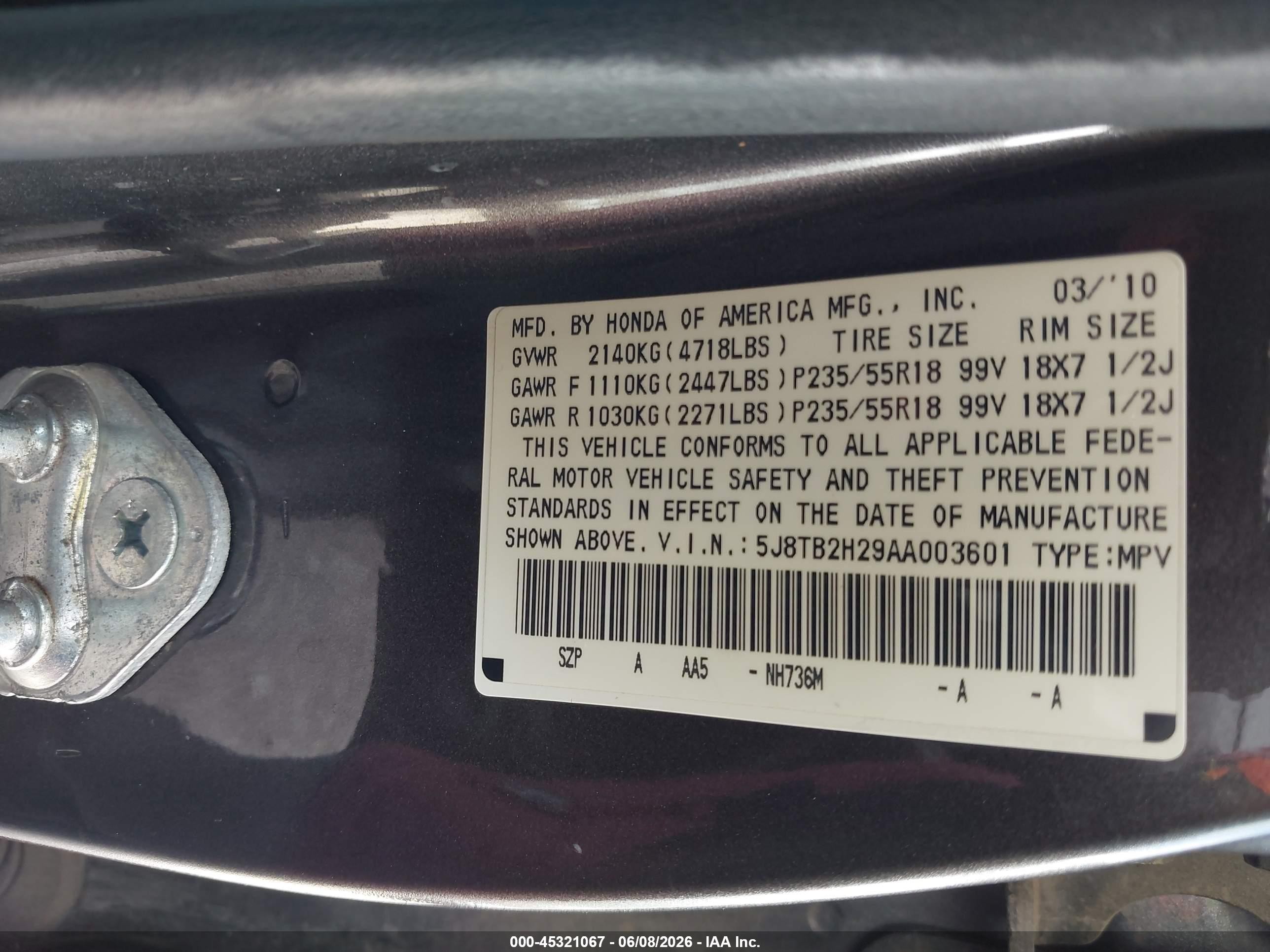 2010 Acura Rdx Brown vin: 5J8TB2H29AA003601