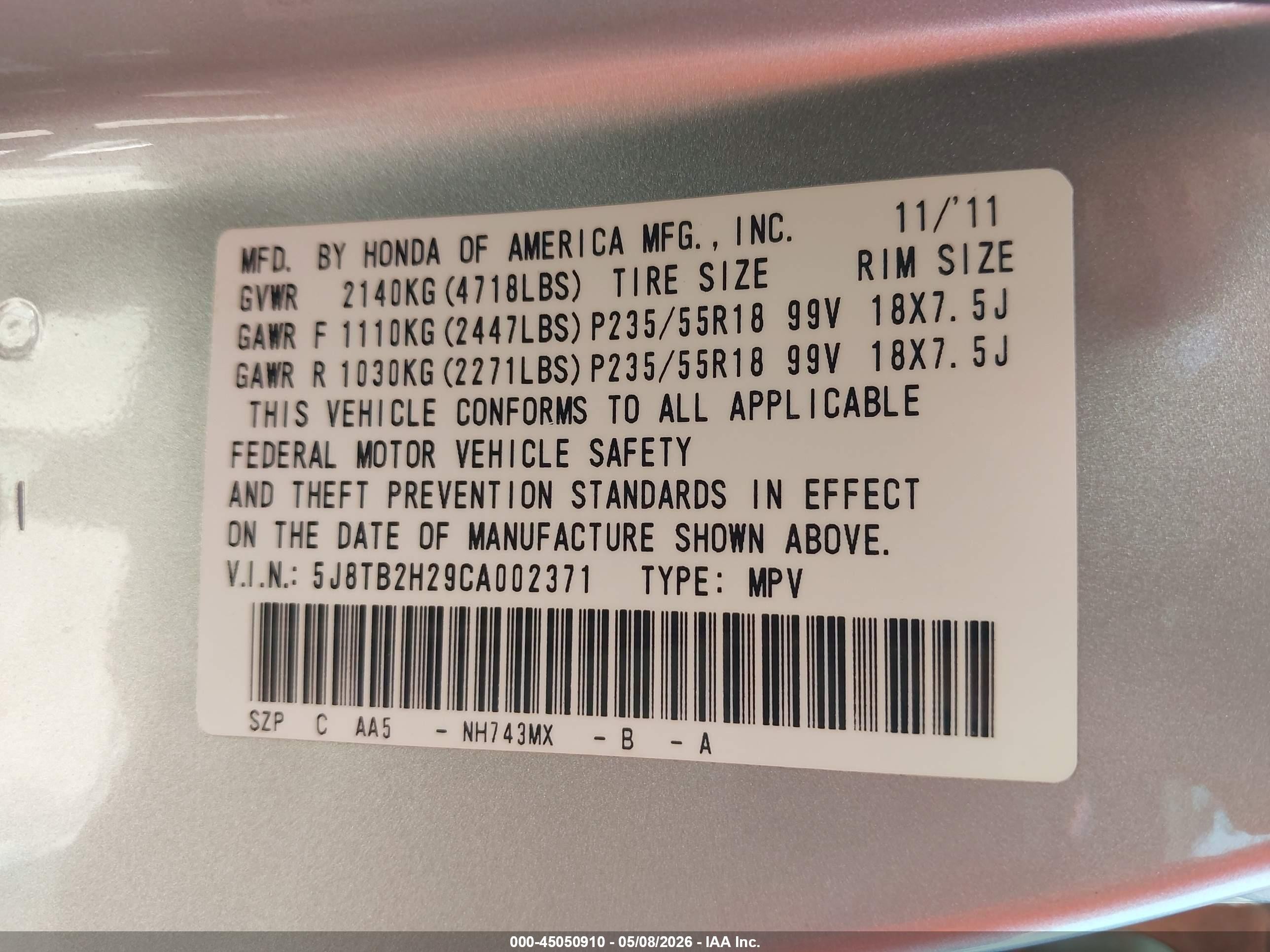 2012 Acura Rdx   Silver vin: 5J8TB2H29CA002371