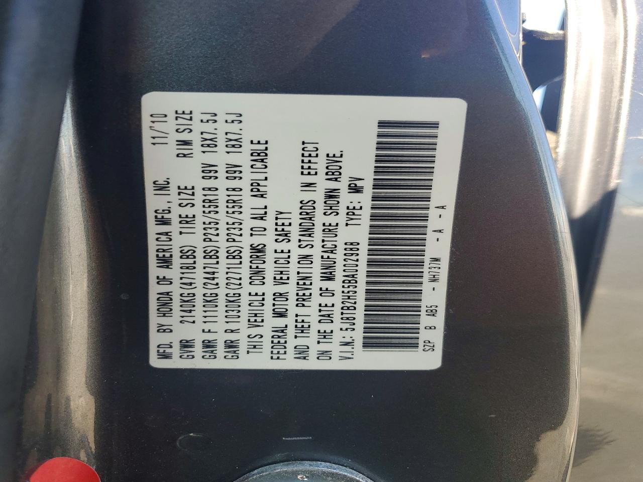 2011 Acura Rdx Technology Charcoal vin: 5J8TB2H55BA002988