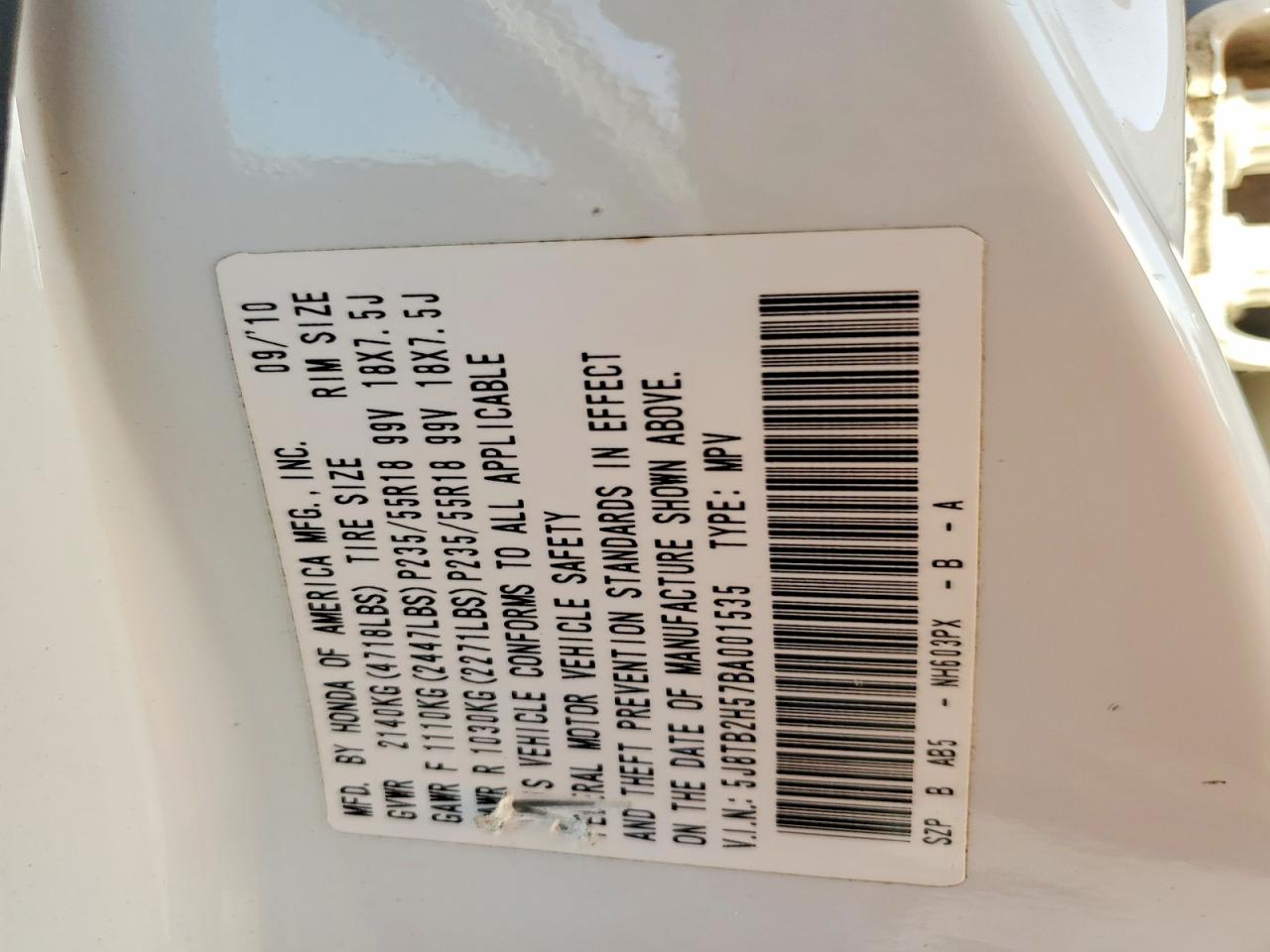 2011 Acura Rdx Technology White vin: 5J8TB2H57BA001535