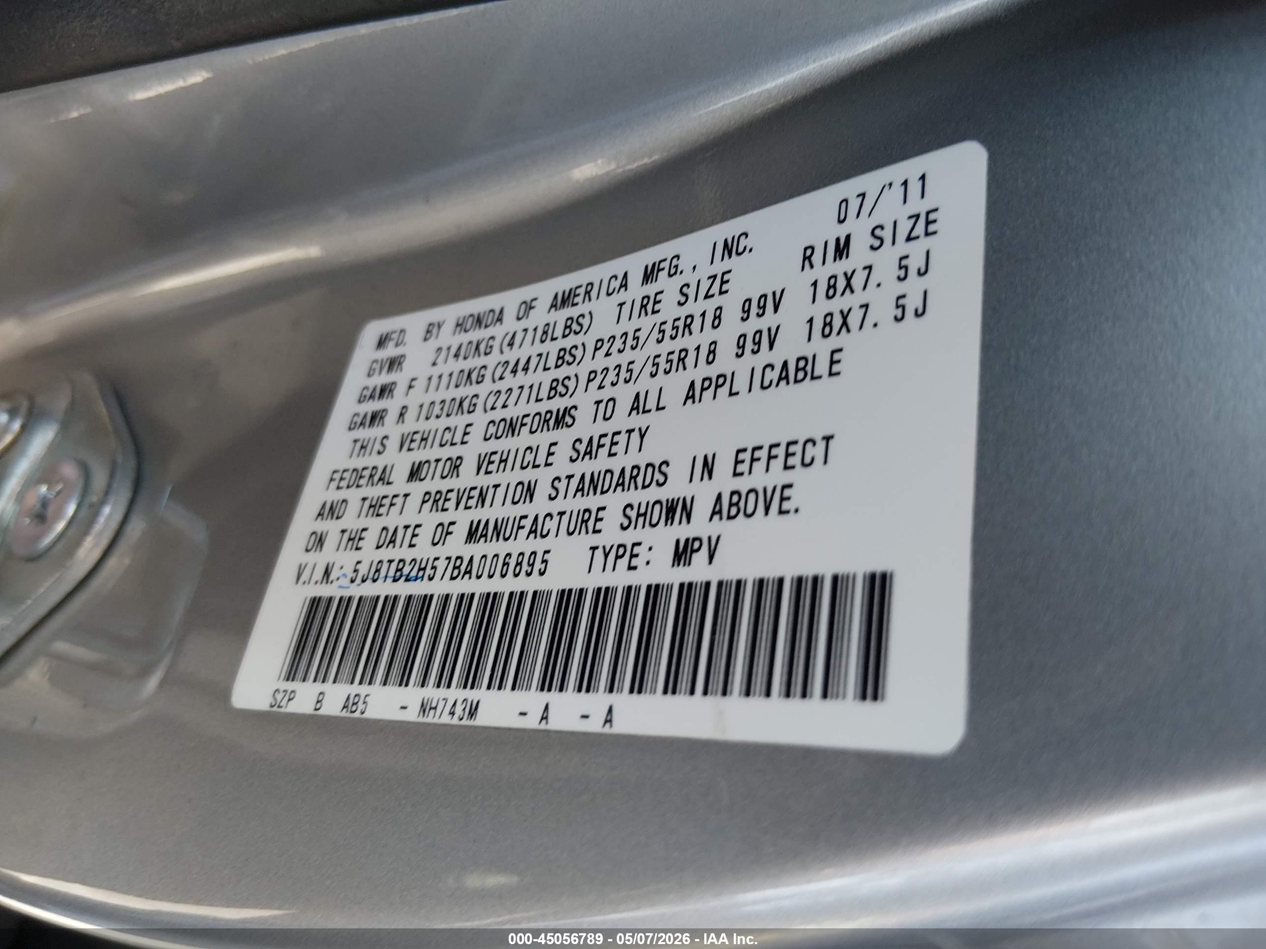 2011 Acura Rdx   Silver vin: 5J8TB2H57BA006895
