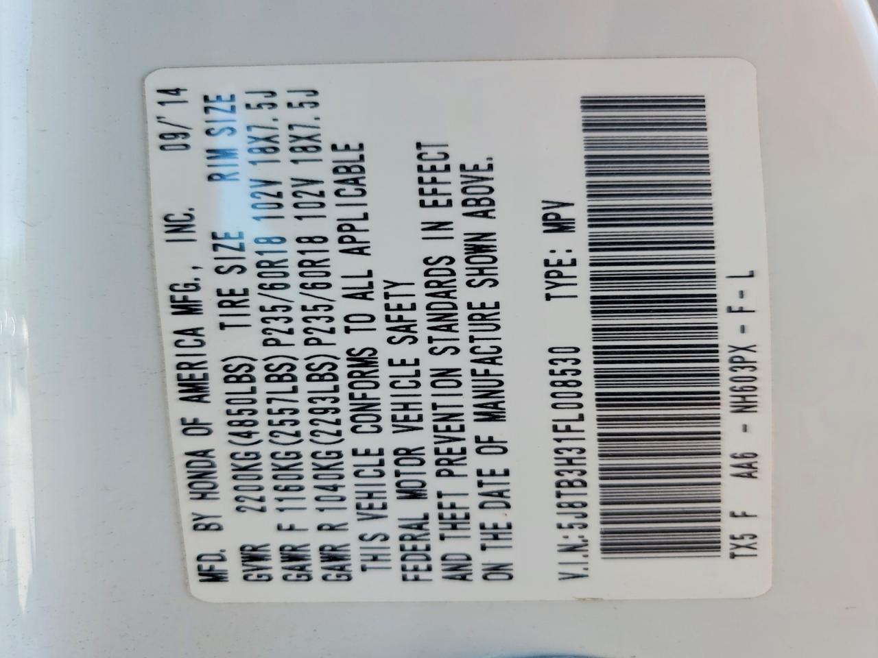2015 Acura Rdx Белый vin: 5J8TB3H31FL008530