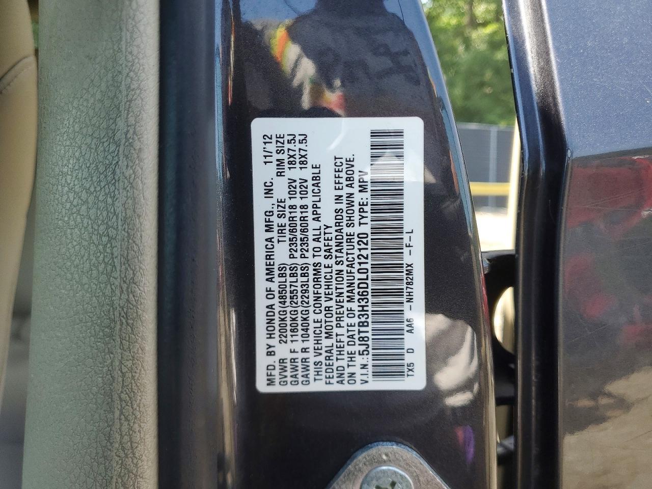 2013 Acura Rdx Charcoal vin: 5J8TB3H36DL012120