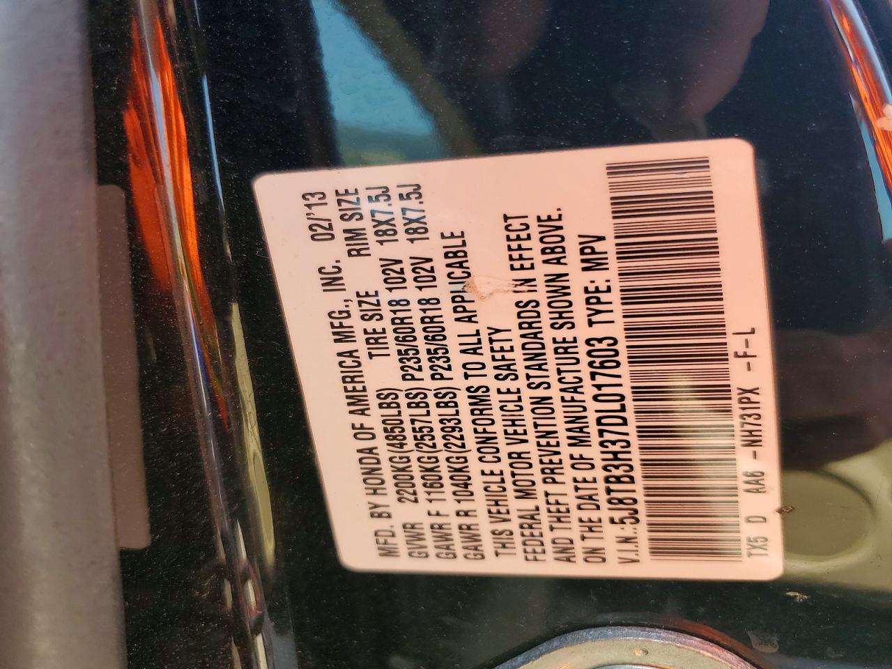 2013 Acura Rdx Black vin: 5J8TB3H37DL017603