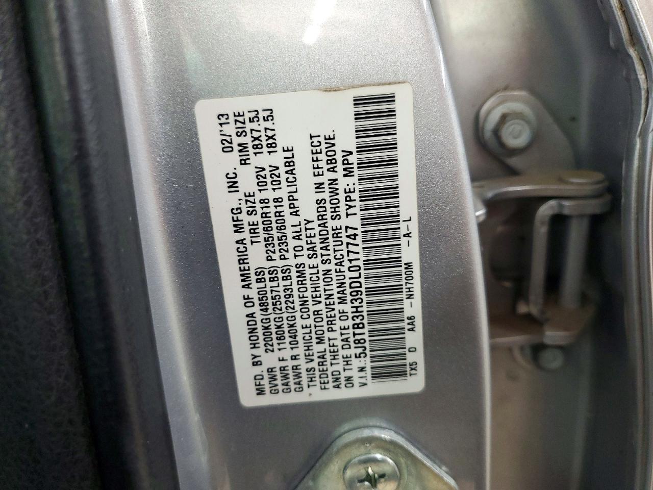 2013 Acura Rdx Серебряный vin: 5J8TB3H39DL017747