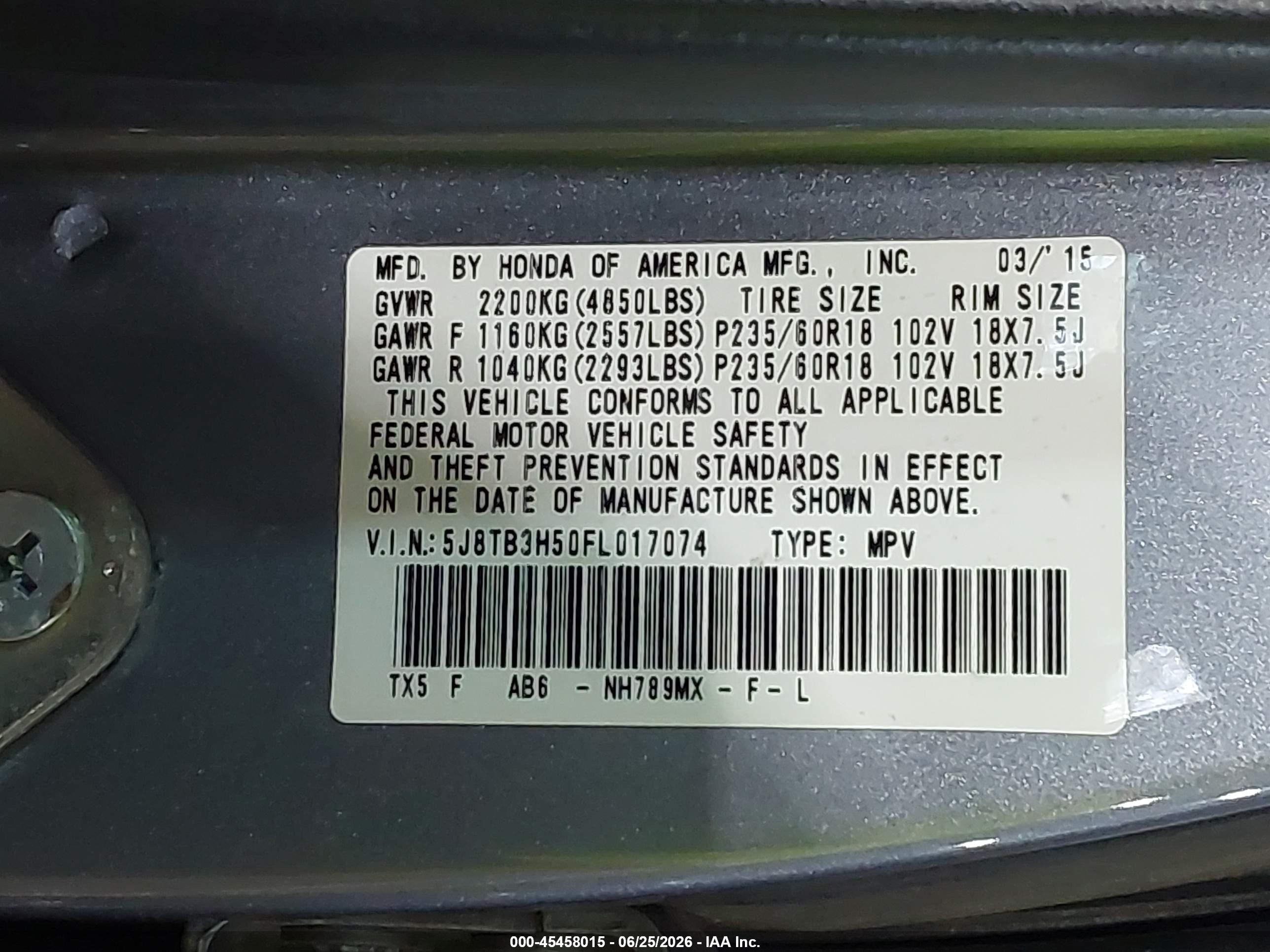 2015 Acura Rdx   Blue vin: 5J8TB3H50FL017074