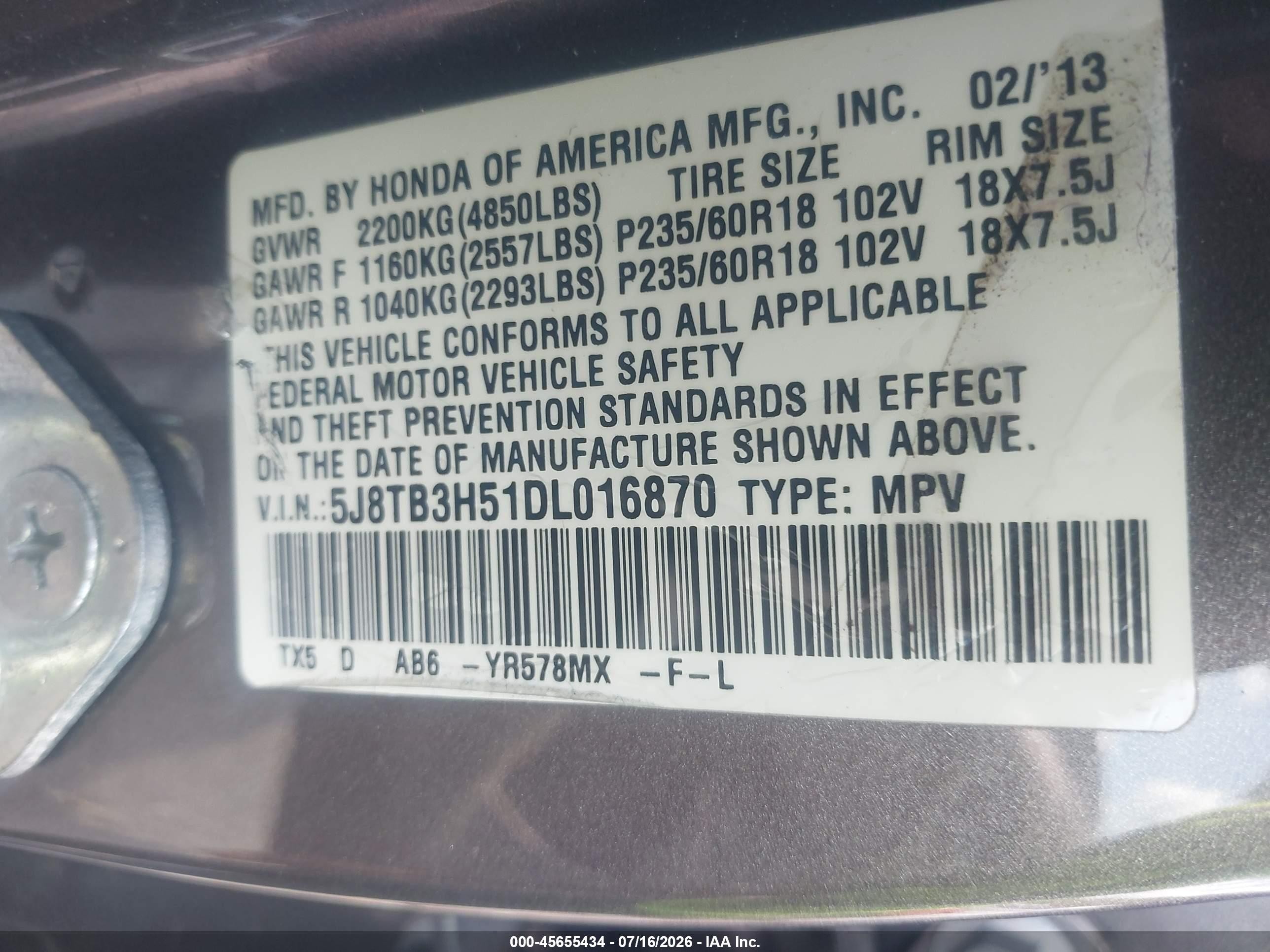 2013 Acura Rdx   Brown vin: 5J8TB3H51DL016870