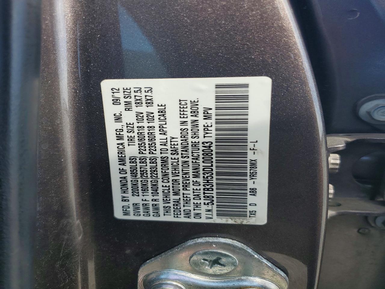 2013 Acura Rdx Technology Gray vin: 5J8TB3H53DL008043