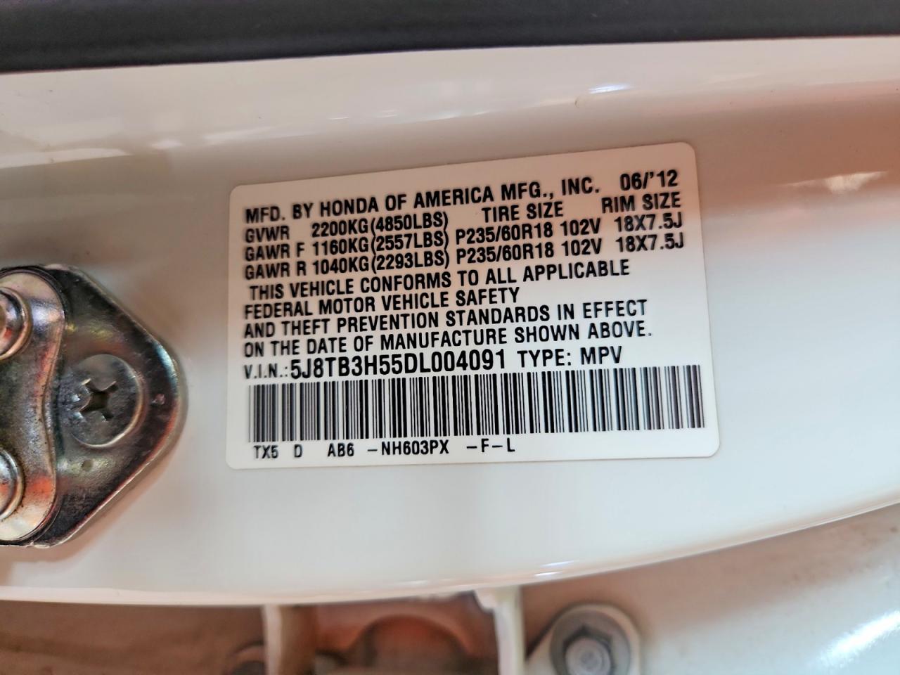 2013 Acura Rdx White vin: 5J8TB3H55DL004091
