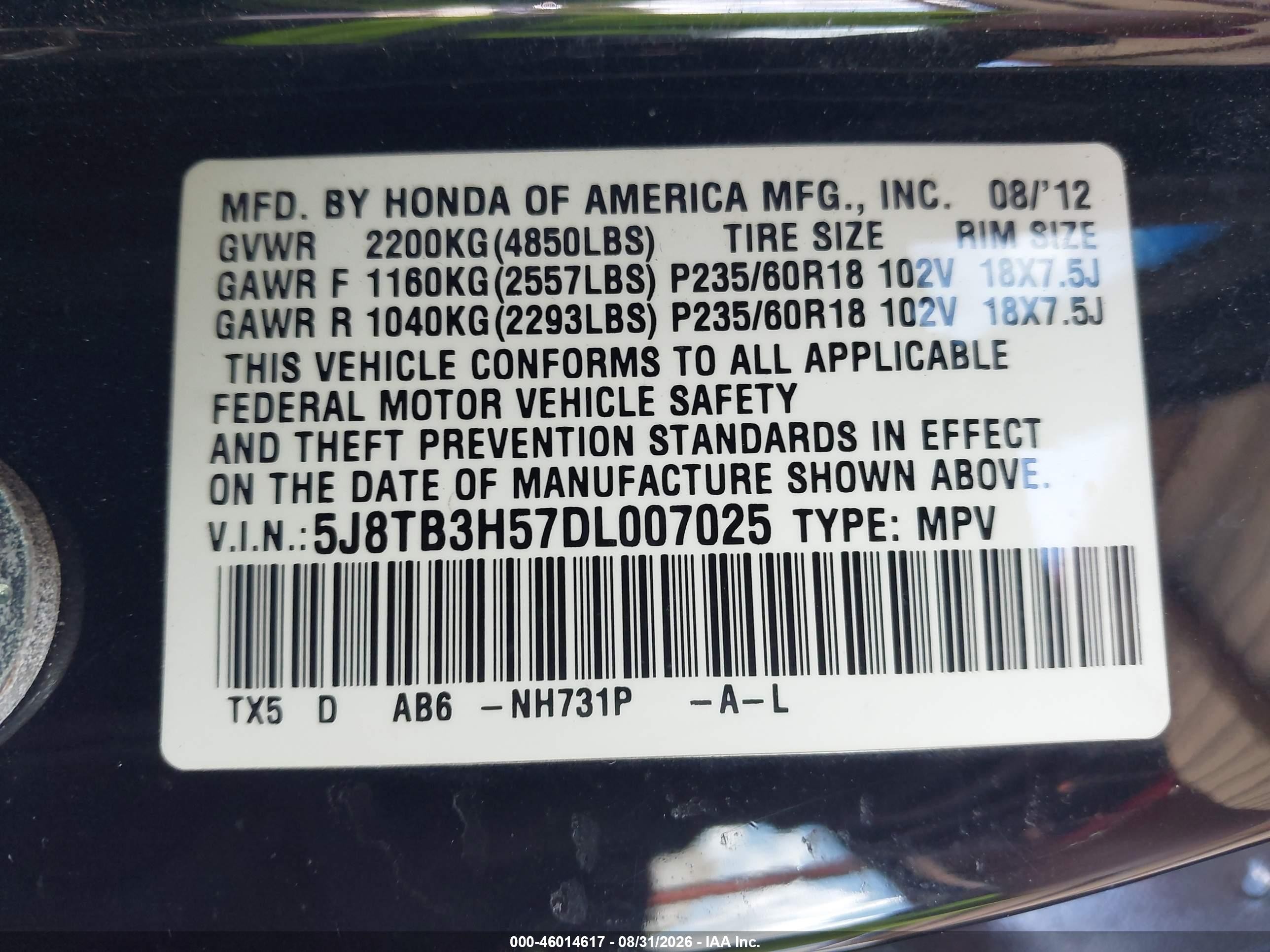 2013 Acura Rdx Black vin: 5J8TB3H57DL007025