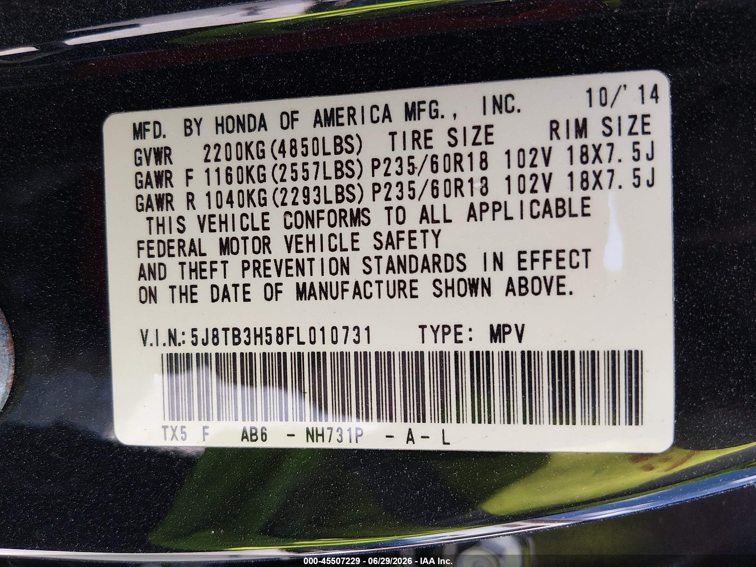 2015 Acura Rdx   Black vin: 5J8TB3H58FL010731