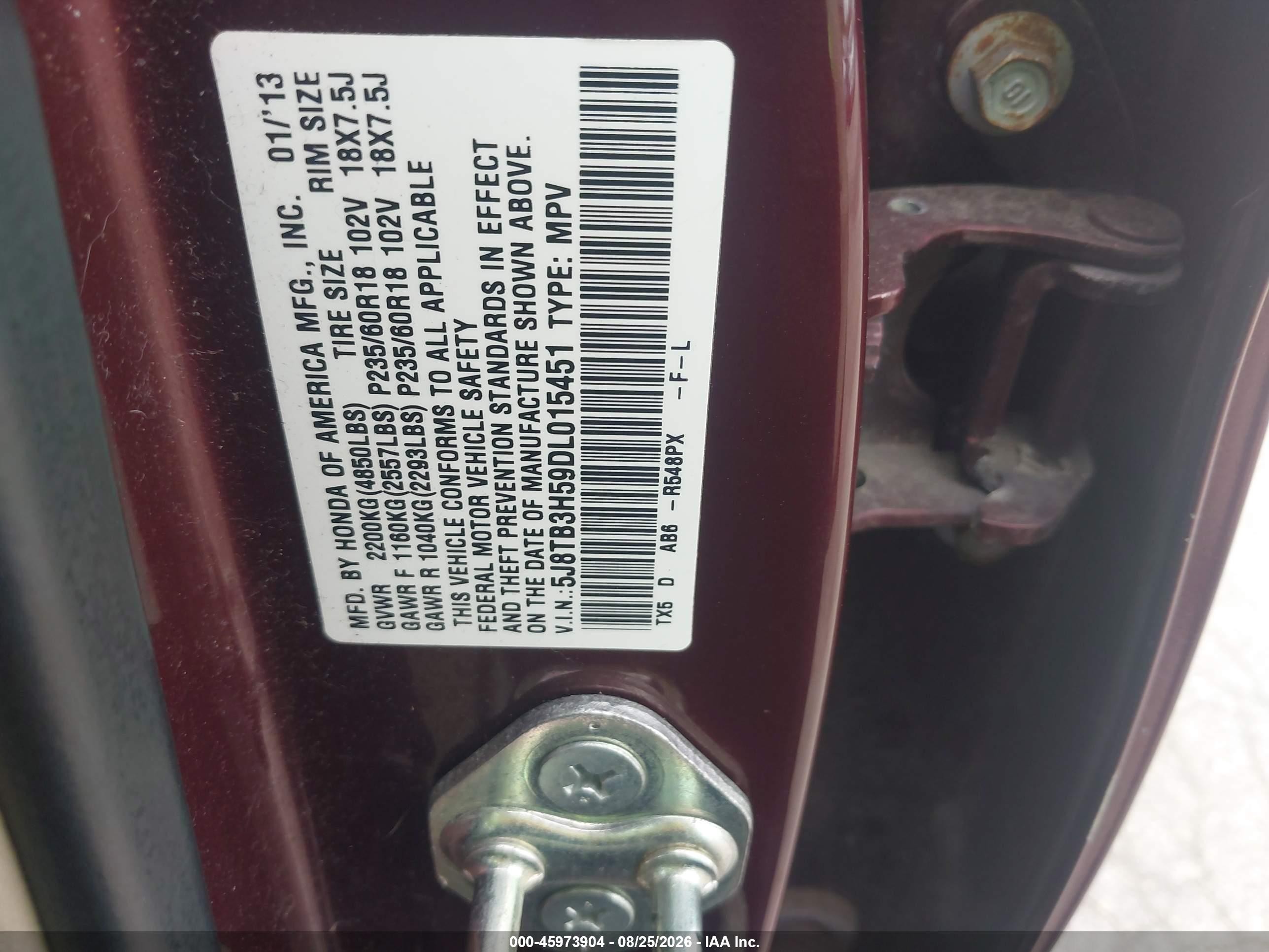 2013 Acura Rdx   Maroon vin: 5J8TB3H59DL015451