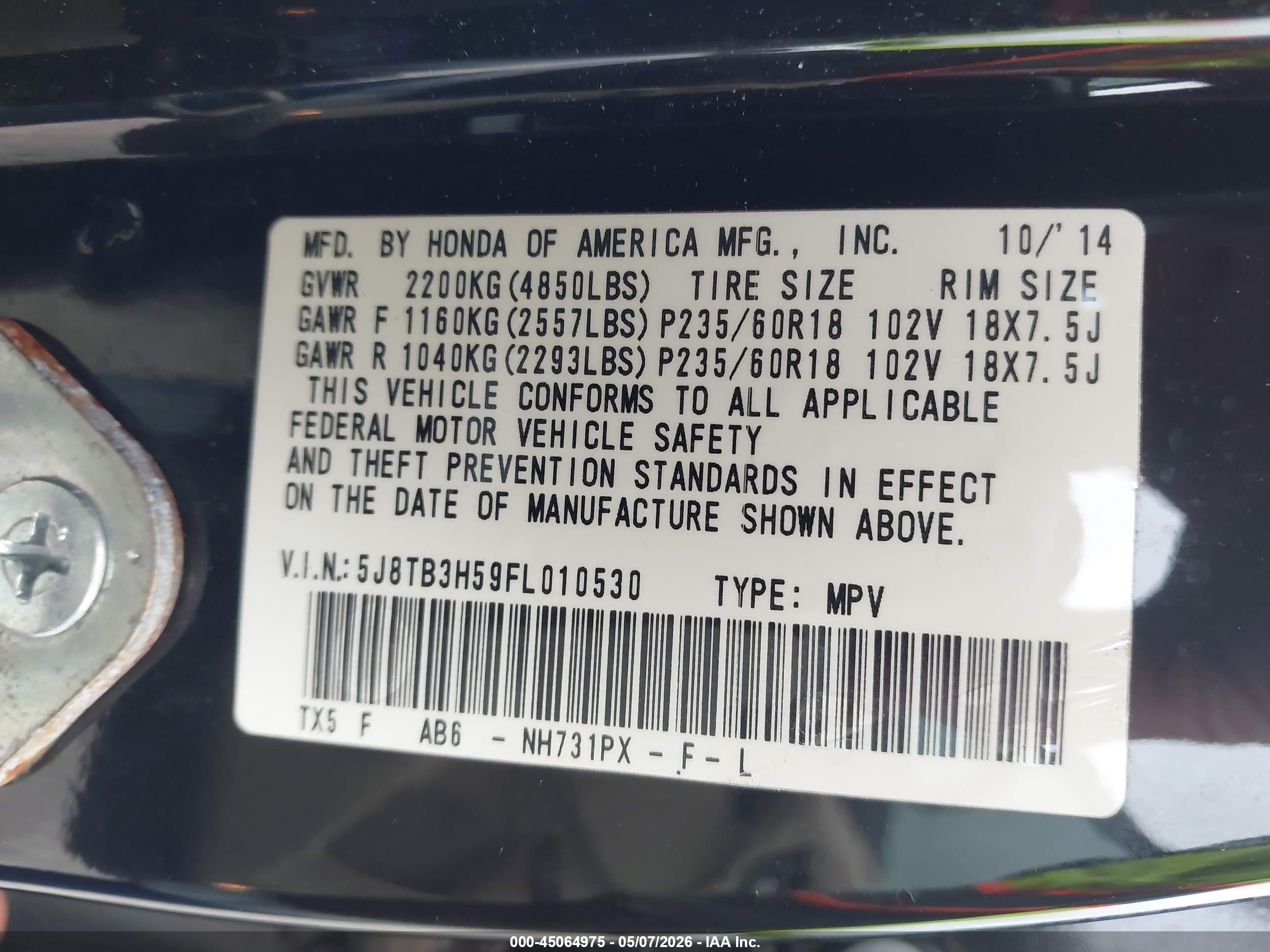 2015 Acura Rdx   Черный vin: 5J8TB3H59FL010530