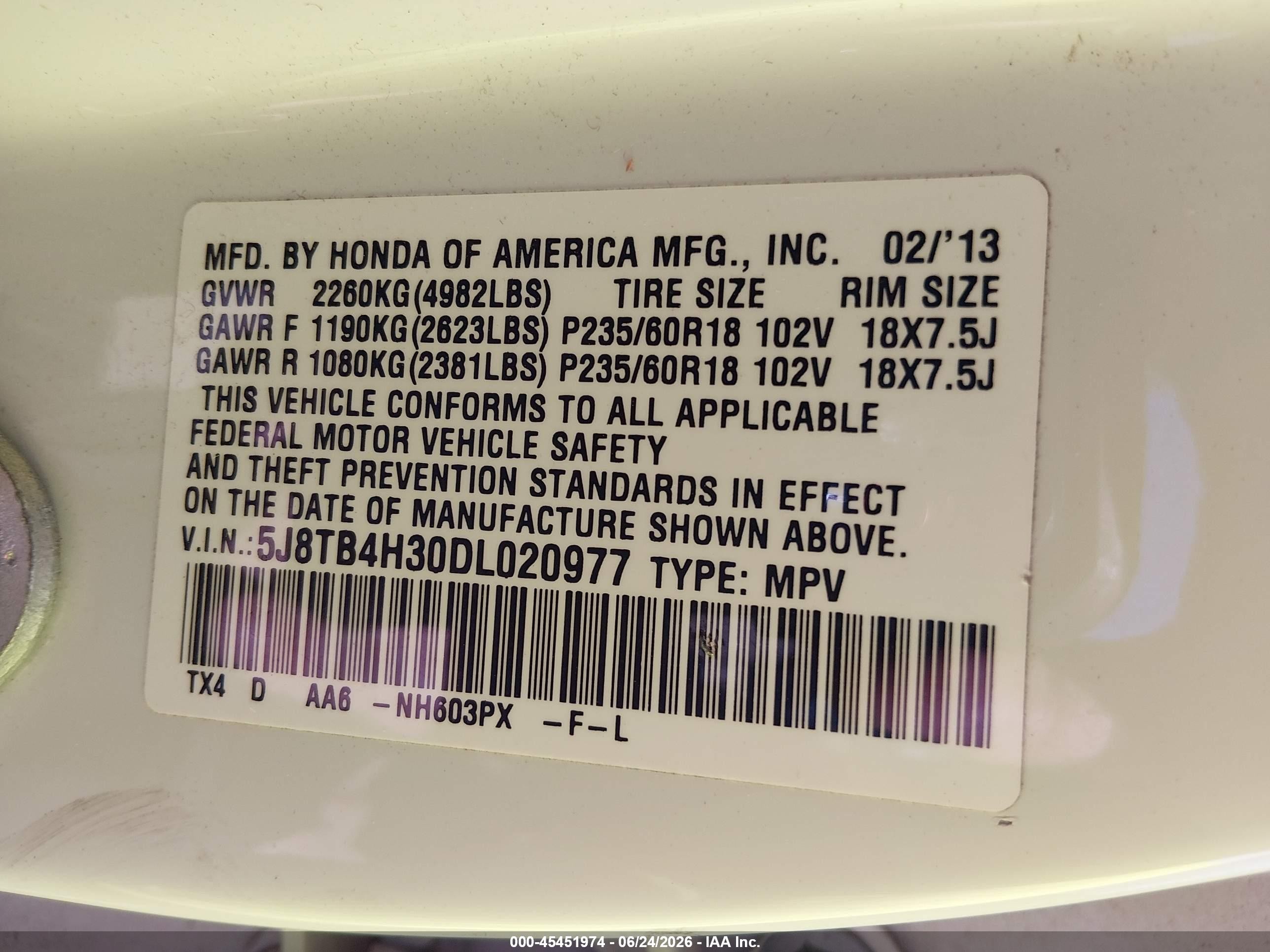 2013 Acura Rdx   White vin: 5J8TB4H30DL020977