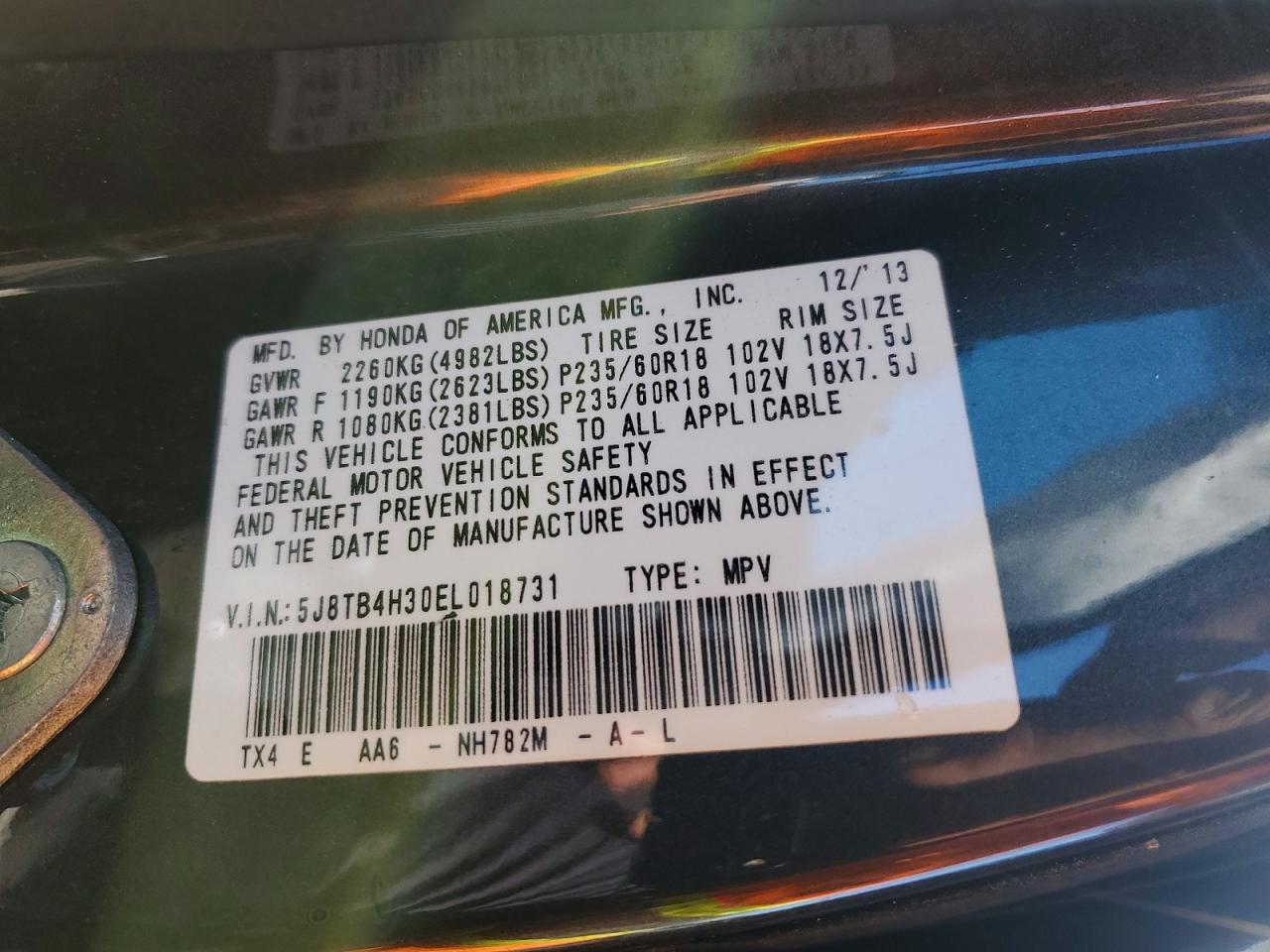 2014 Acura Rdx Gray vin: 5J8TB4H30EL018731
