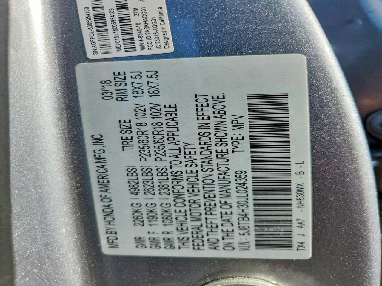 2018 Acura Rdx Серебряный vin: 5J8TB4H30JL024359