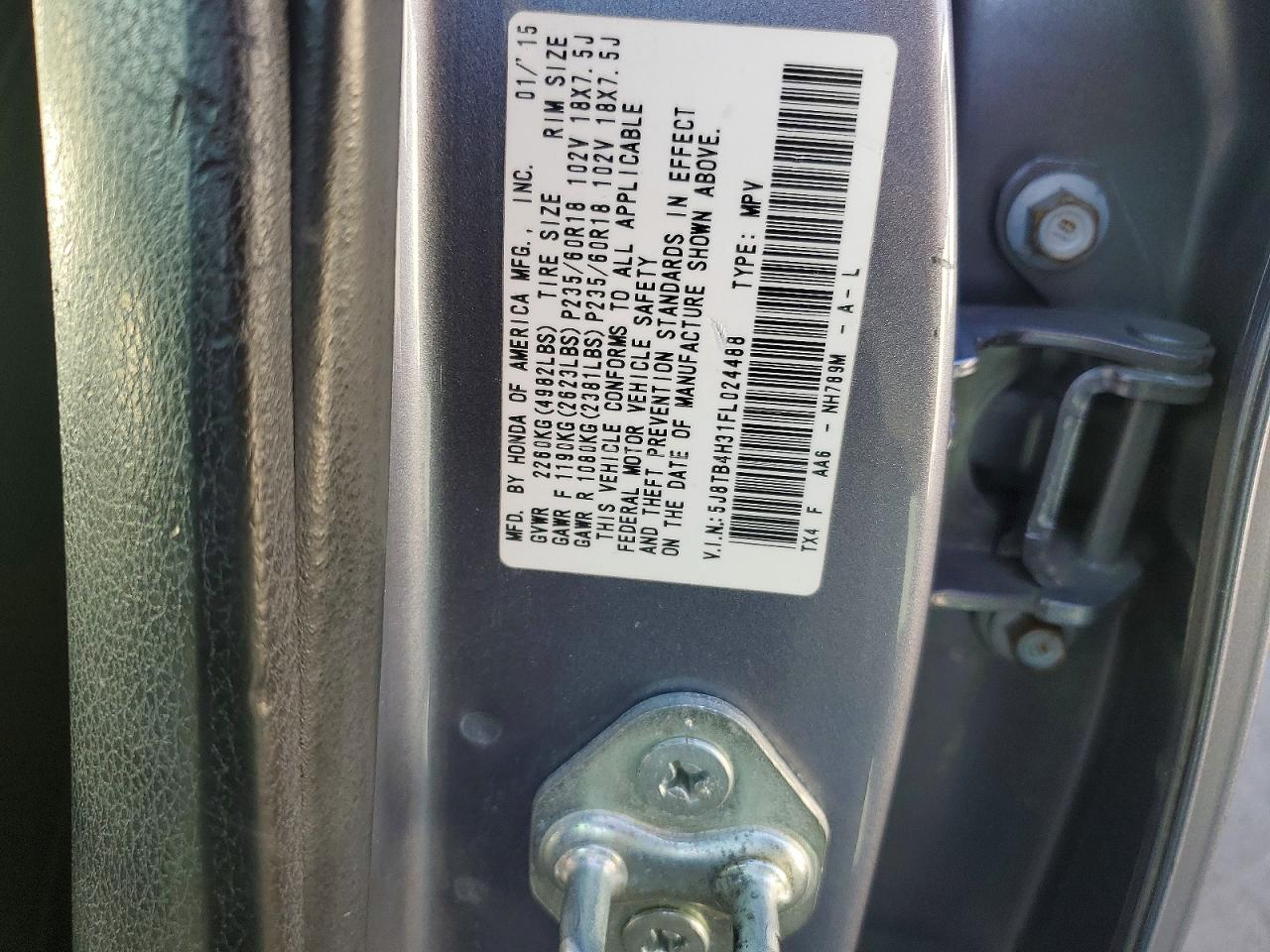 2015 Acura Rdx Silver vin: 5J8TB4H31FL024488