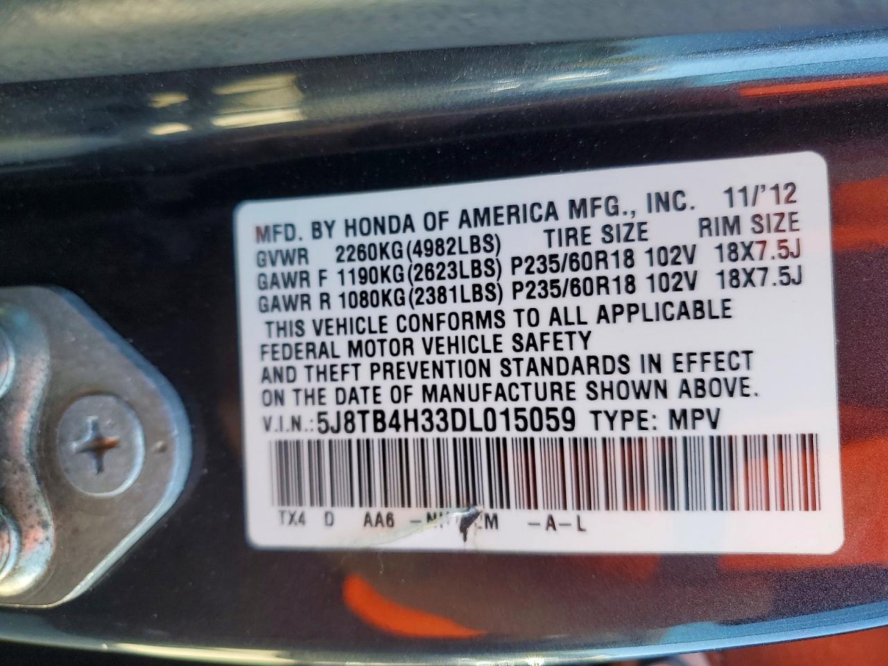 2013 Acura Rdx Black vin: 5J8TB4H33DL015059