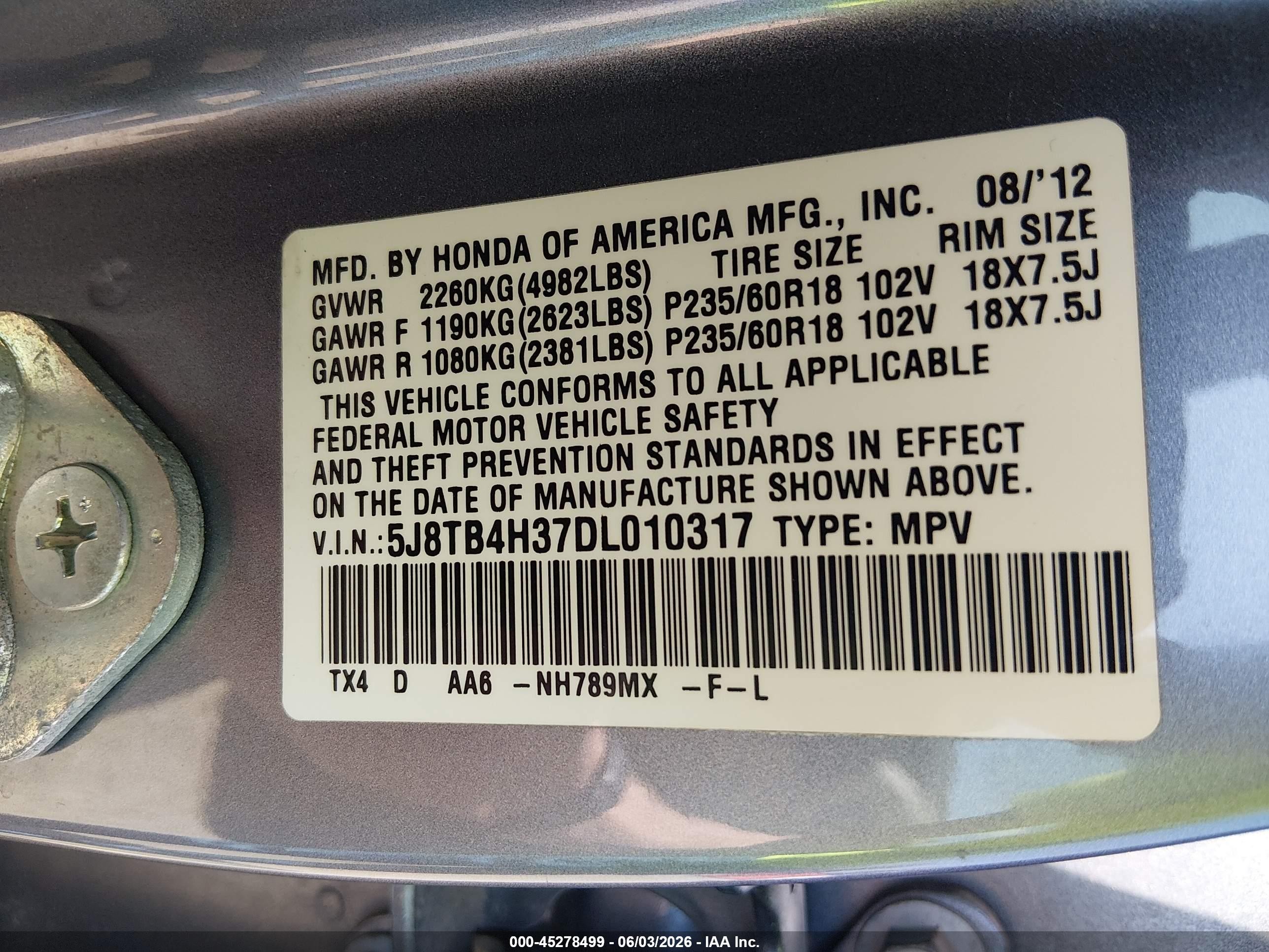 2013 Acura Rdx Gray vin: 5J8TB4H37DL010317