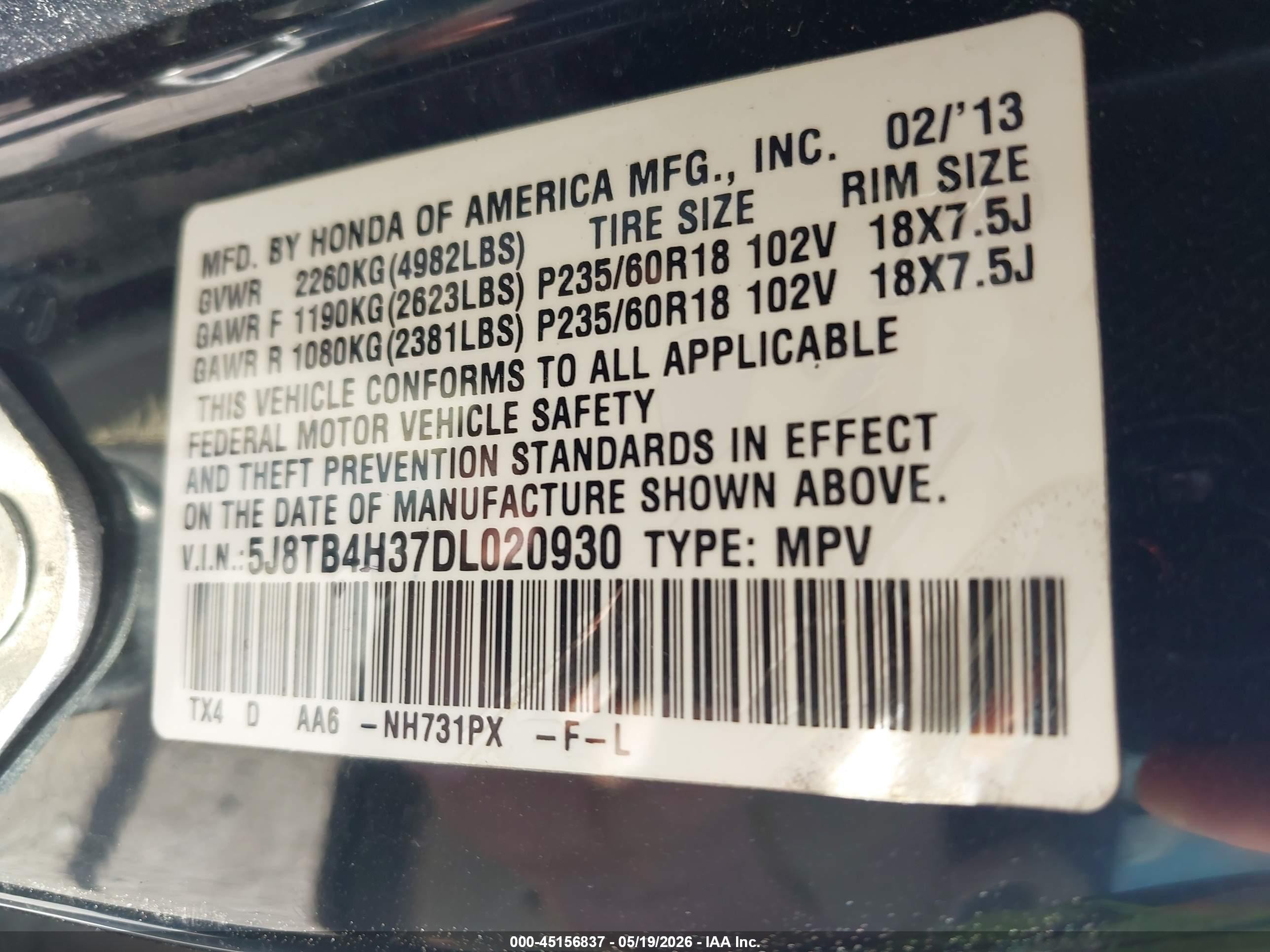 2013 Acura Rdx   Black vin: 5J8TB4H37DL020930