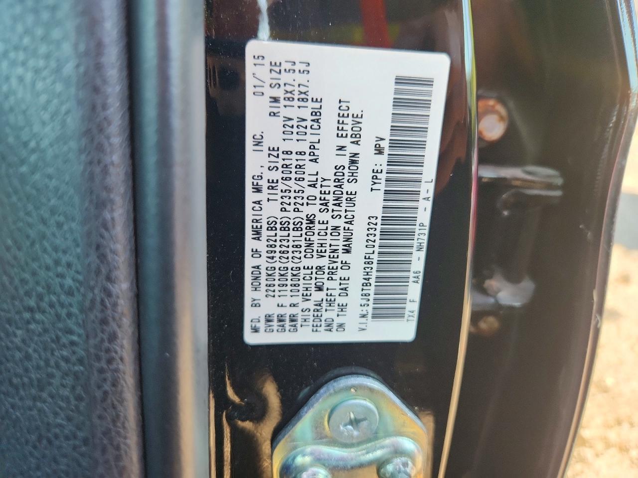 2015 Acura Rdx Black vin: 5J8TB4H38FL023323