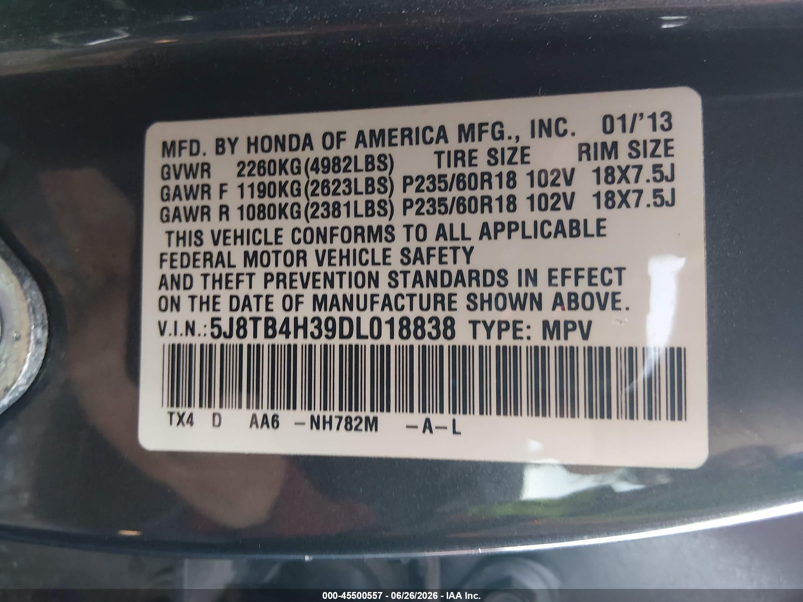 2013 Acura Rdx   Gray vin: 5J8TB4H39DL018838