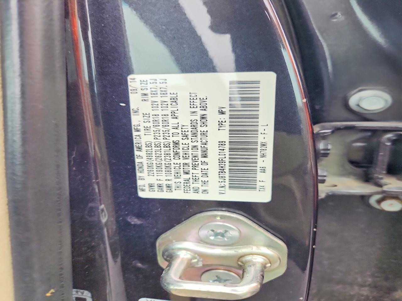 2015 Acura Rdx Charcoal vin: 5J8TB4H39FL014789