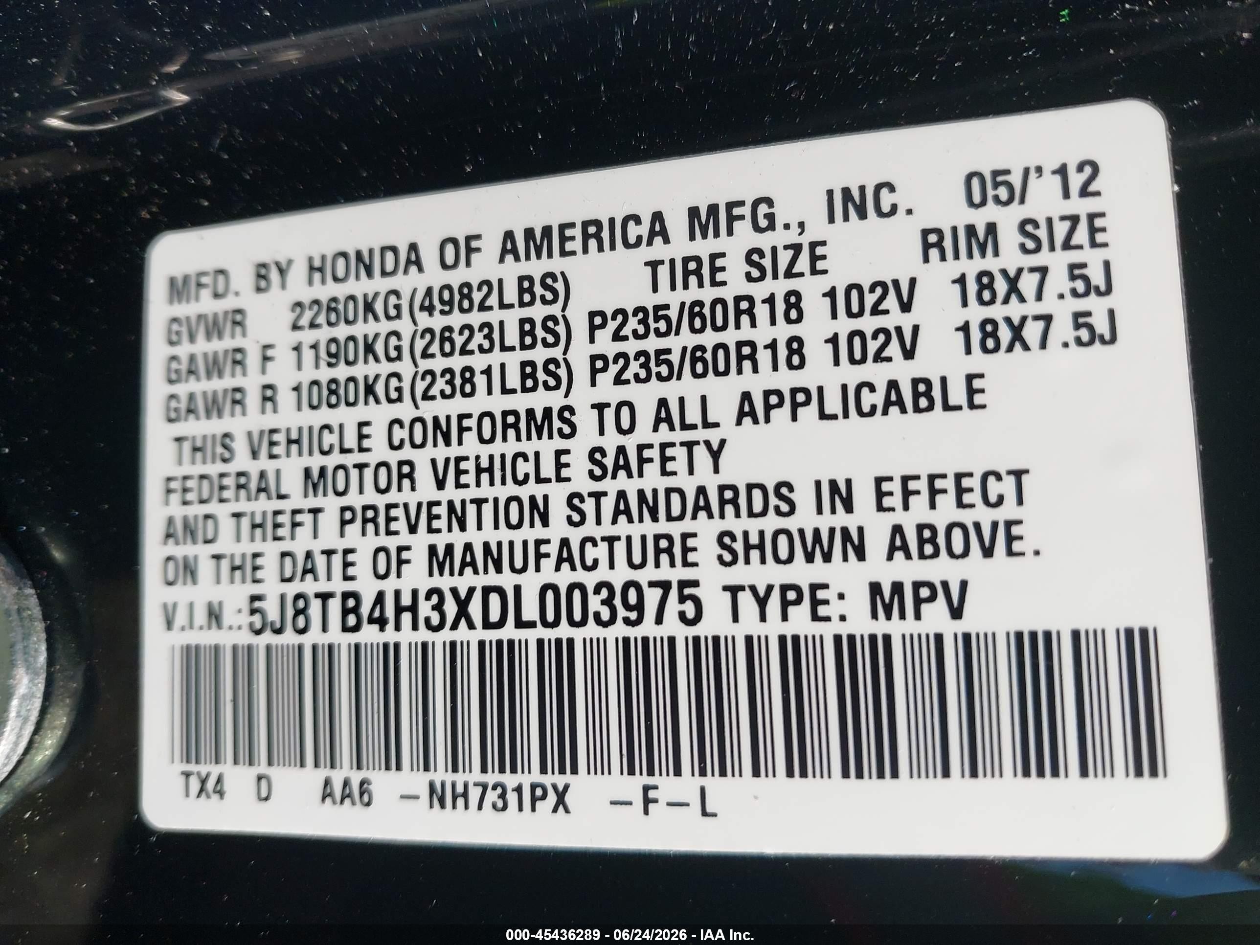 2013 Acura Rdx   Black vin: 5J8TB4H3XDL003975