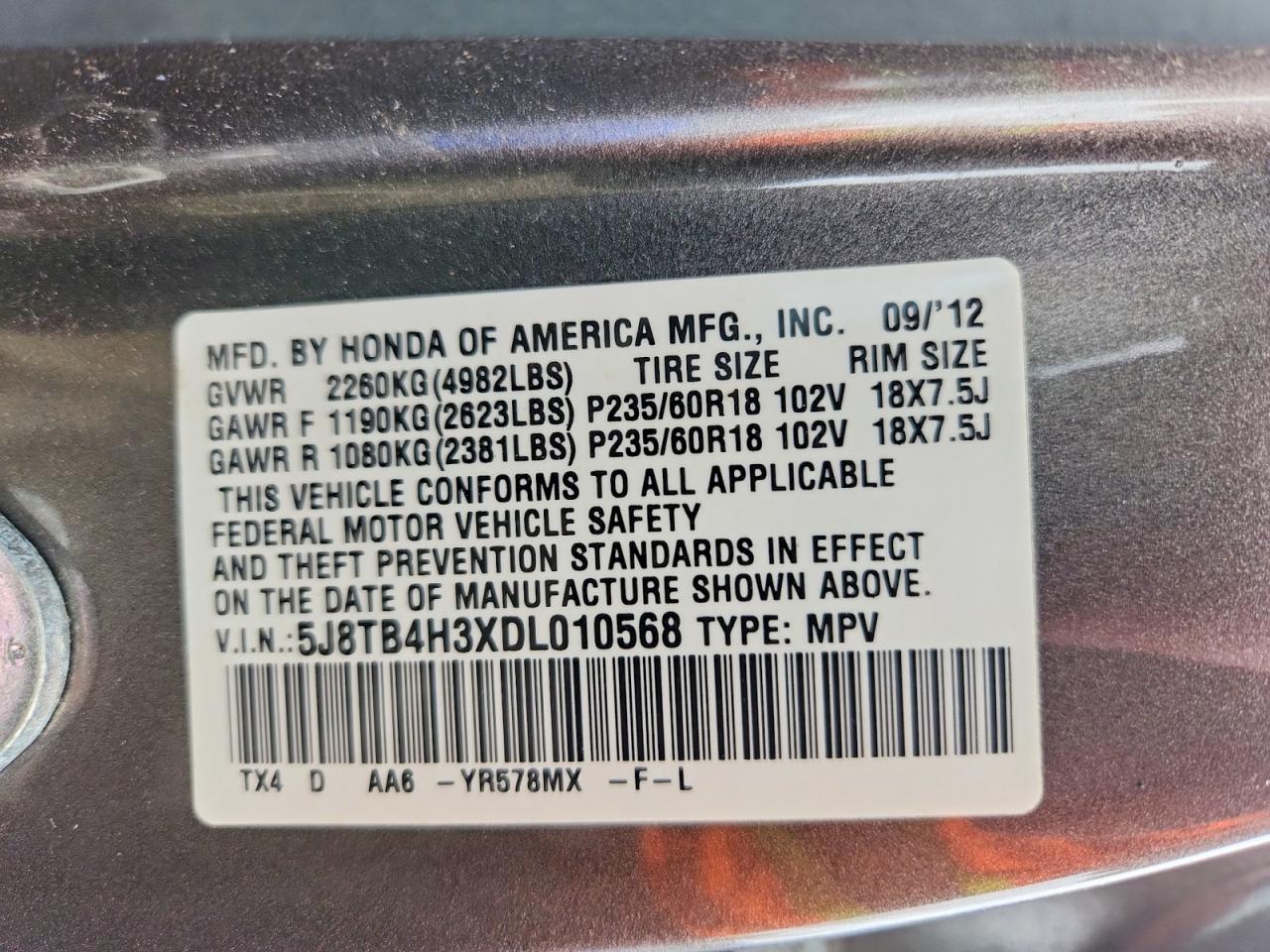 2013 Acura Rdx Tan vin: 5J8TB4H3XDL010568