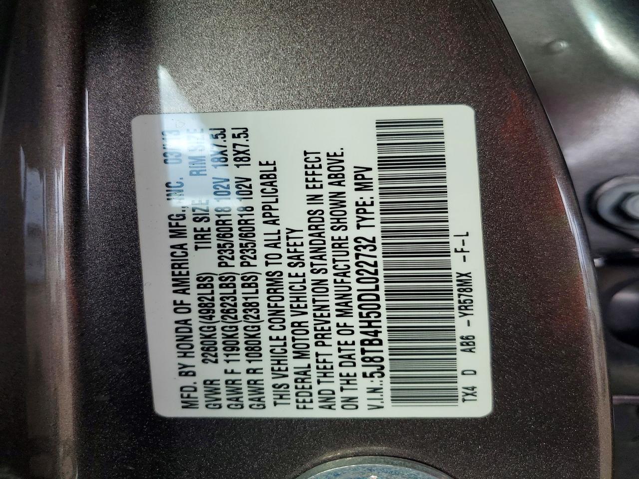 2013 Acura Rdx Technology Charcoal vin: 5J8TB4H50DL022732