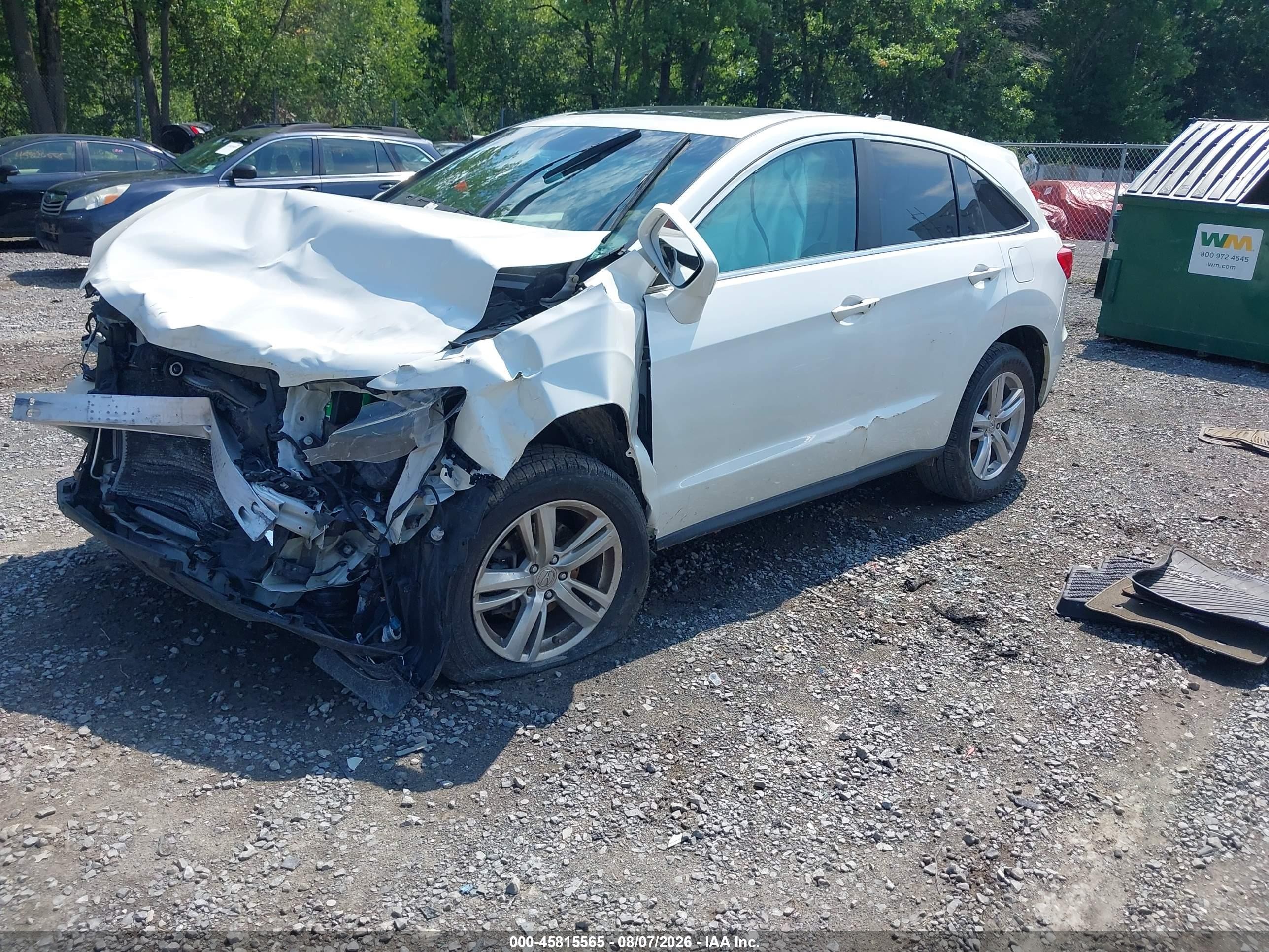 2015 Acura Rdx   White vin: 5J8TB4H50FL005304