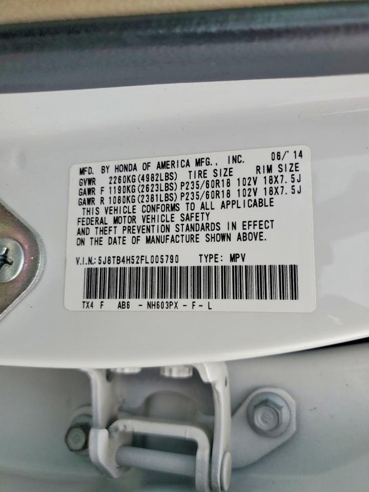 2015 Acura Rdx White vin: 5J8TB4H52FL005790