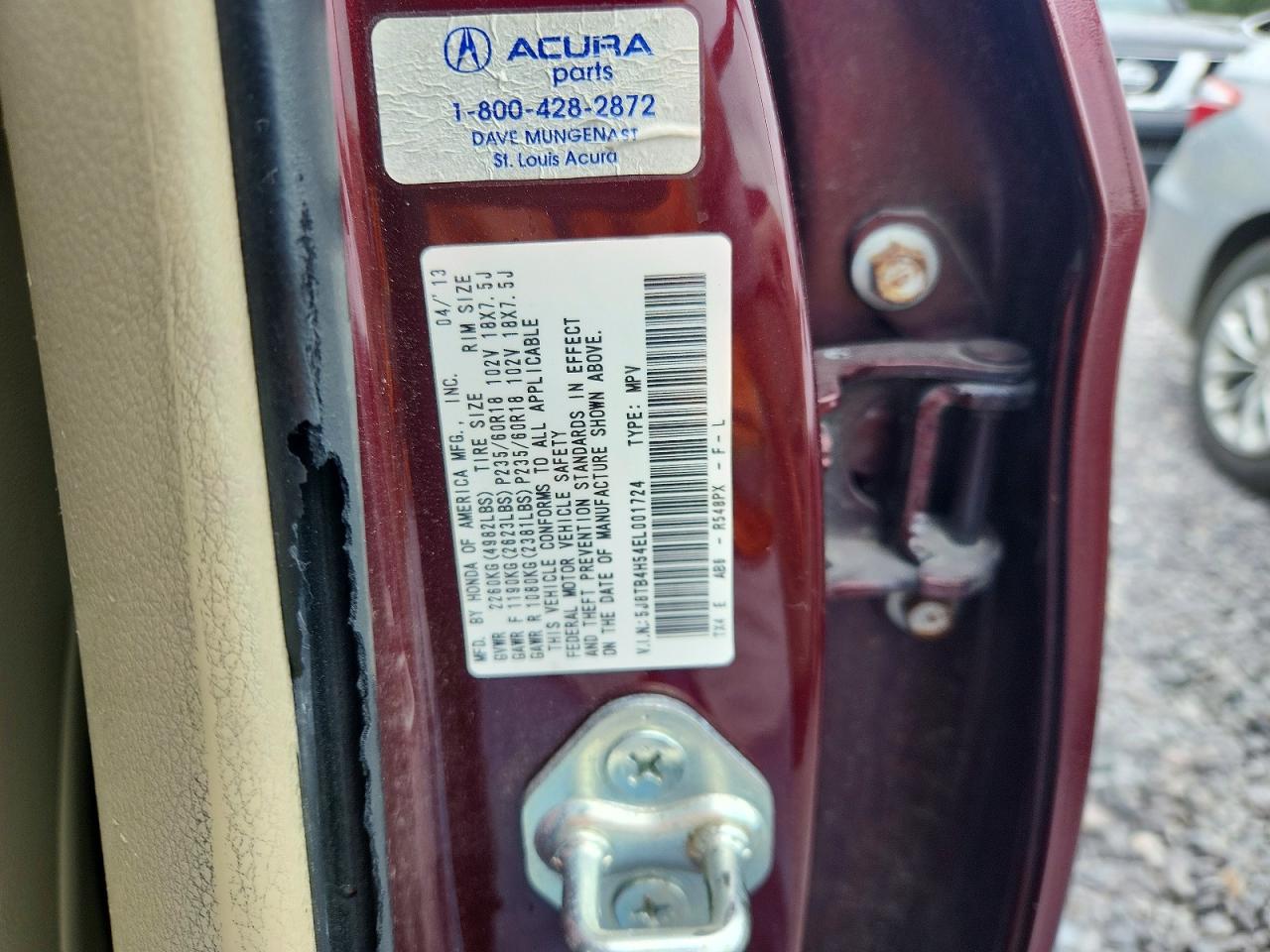 2014 Acura Rdx Technology Burgundy vin: 5J8TB4H54EL001724