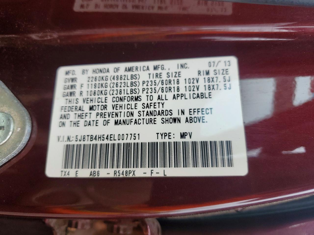 2014 Acura Rdx Technology Burgundy vin: 5J8TB4H54EL007751