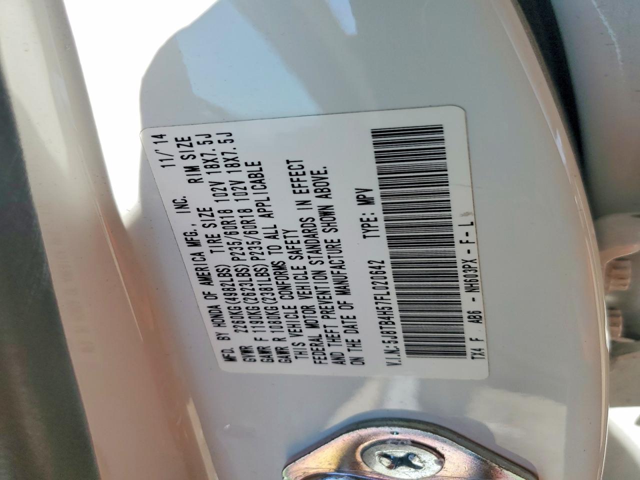 2015 Acura Rdx Technology White vin: 5J8TB4H57FL020642