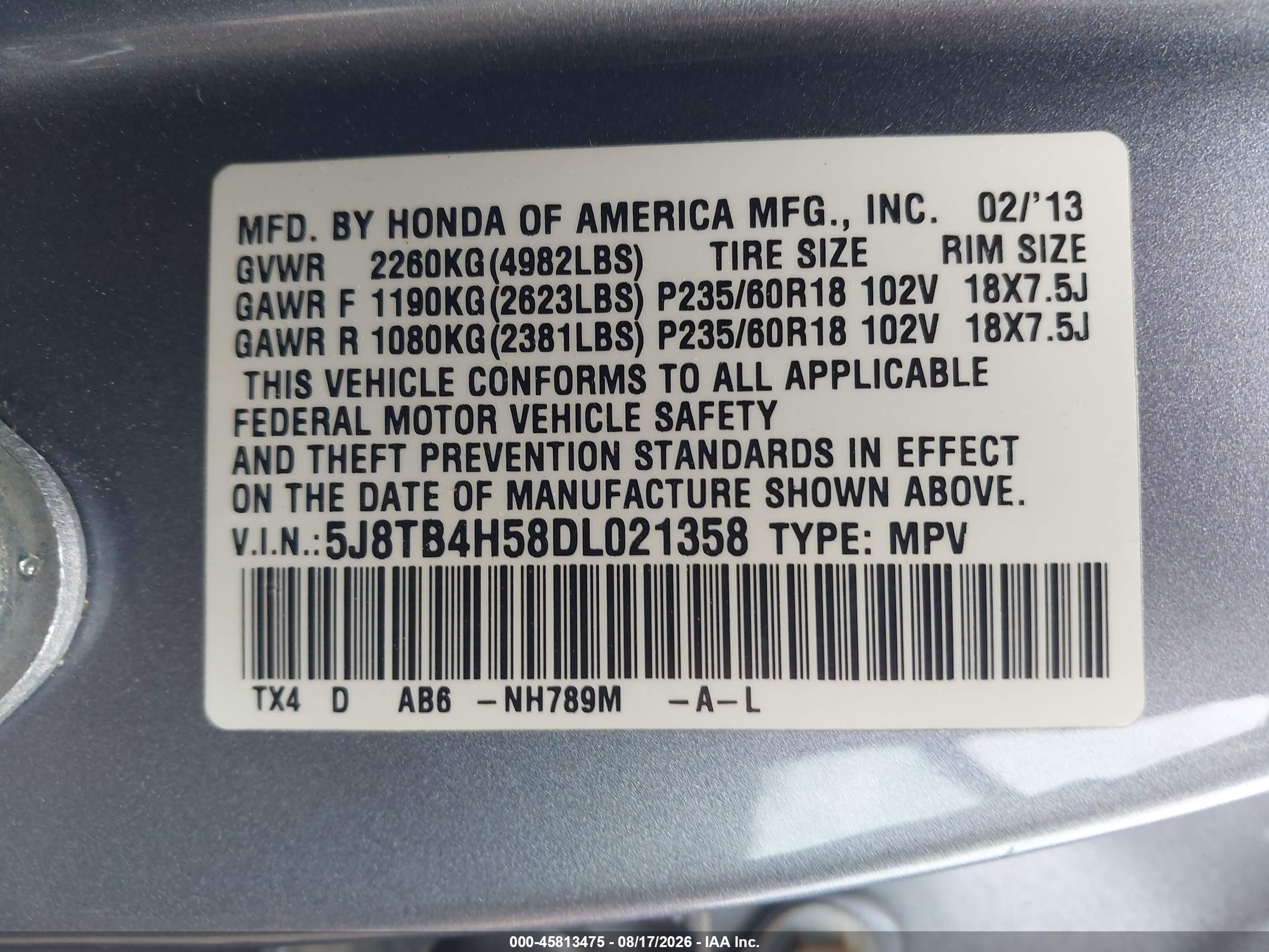 2013 Acura Rdx   Light Blue vin: 5J8TB4H58DL021358