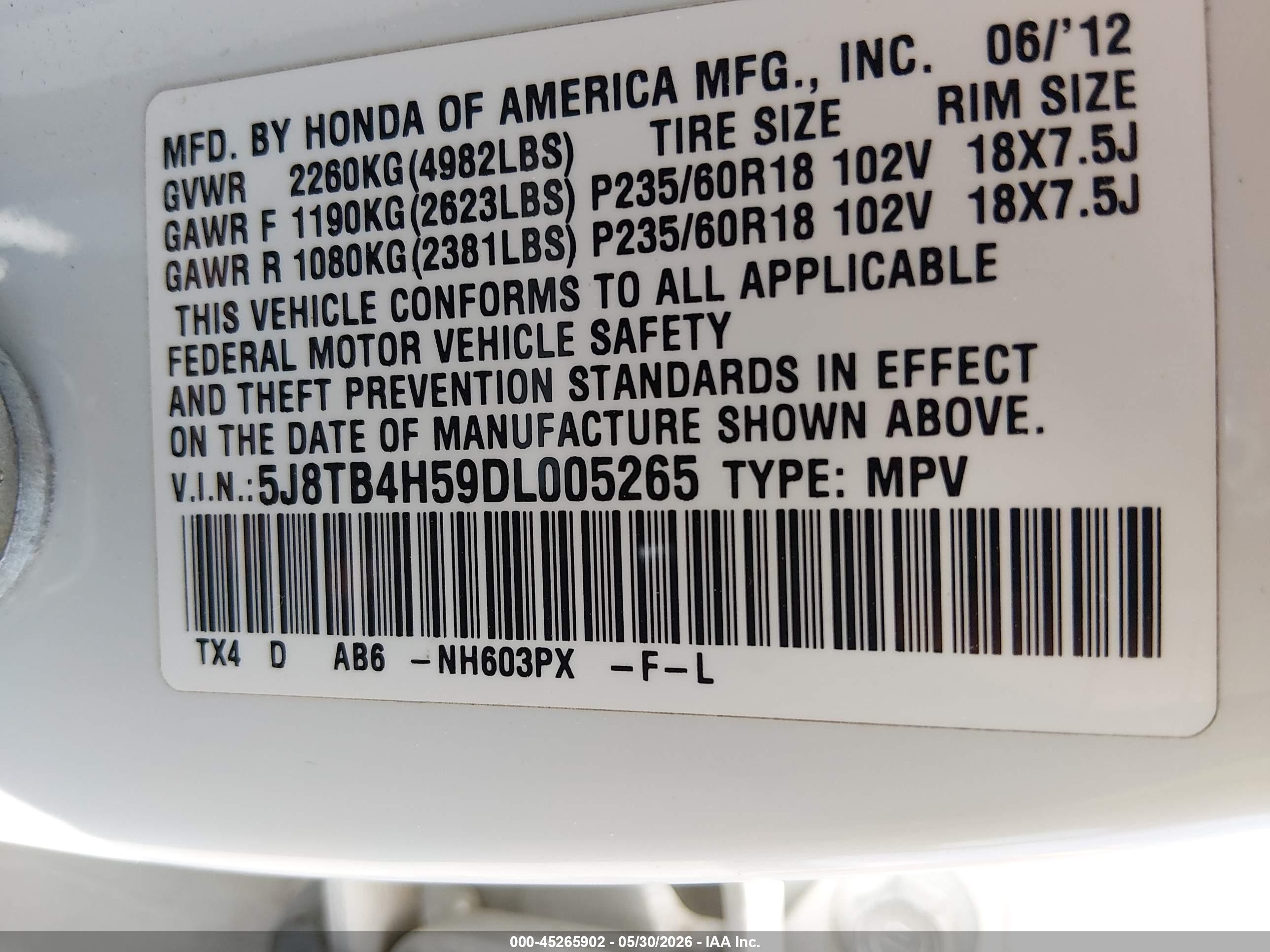 2013 Acura Rdx   White vin: 5J8TB4H59DL005265