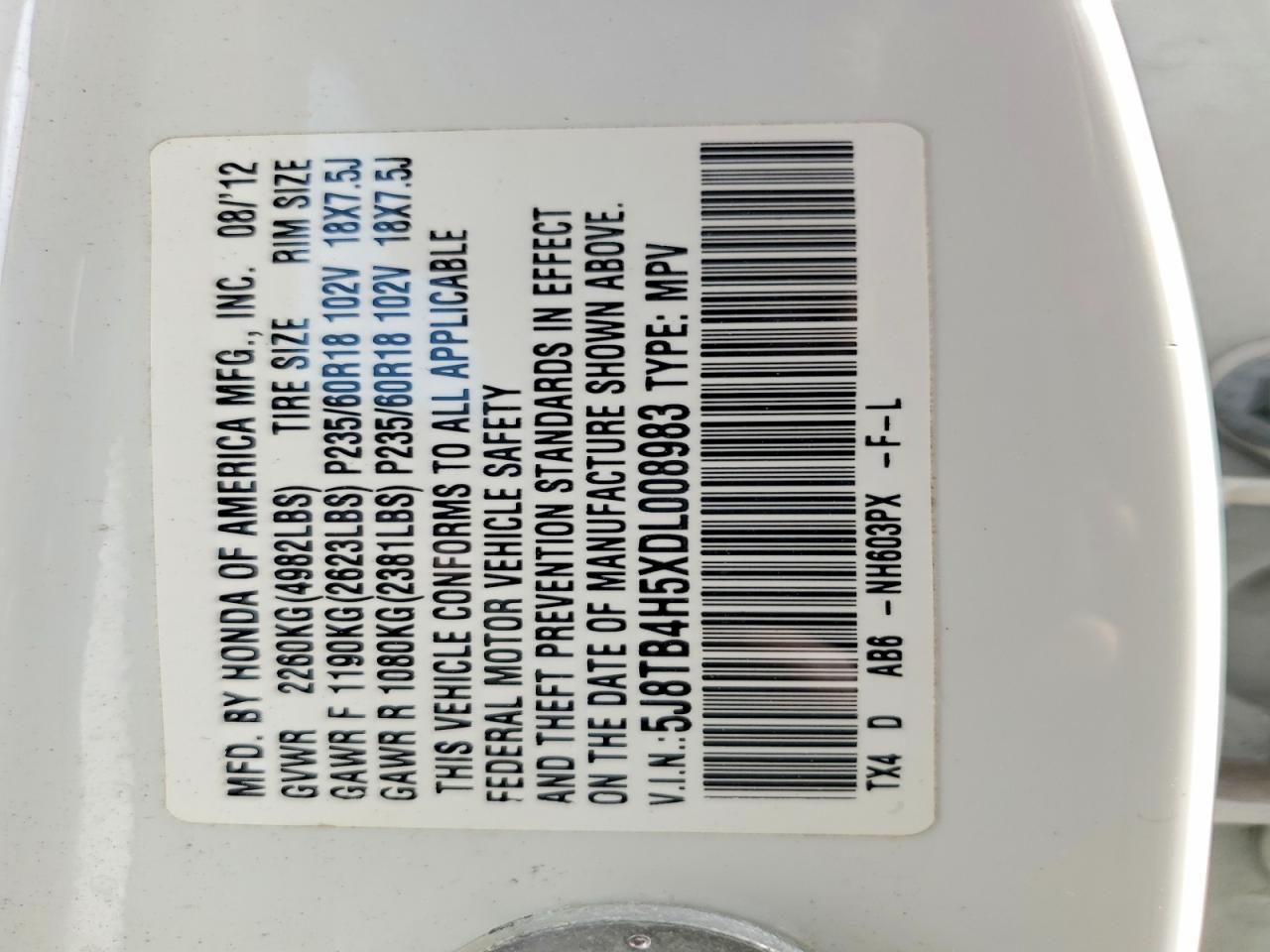 2013 Acura Rdx Technology White vin: 5J8TB4H5XDL008983