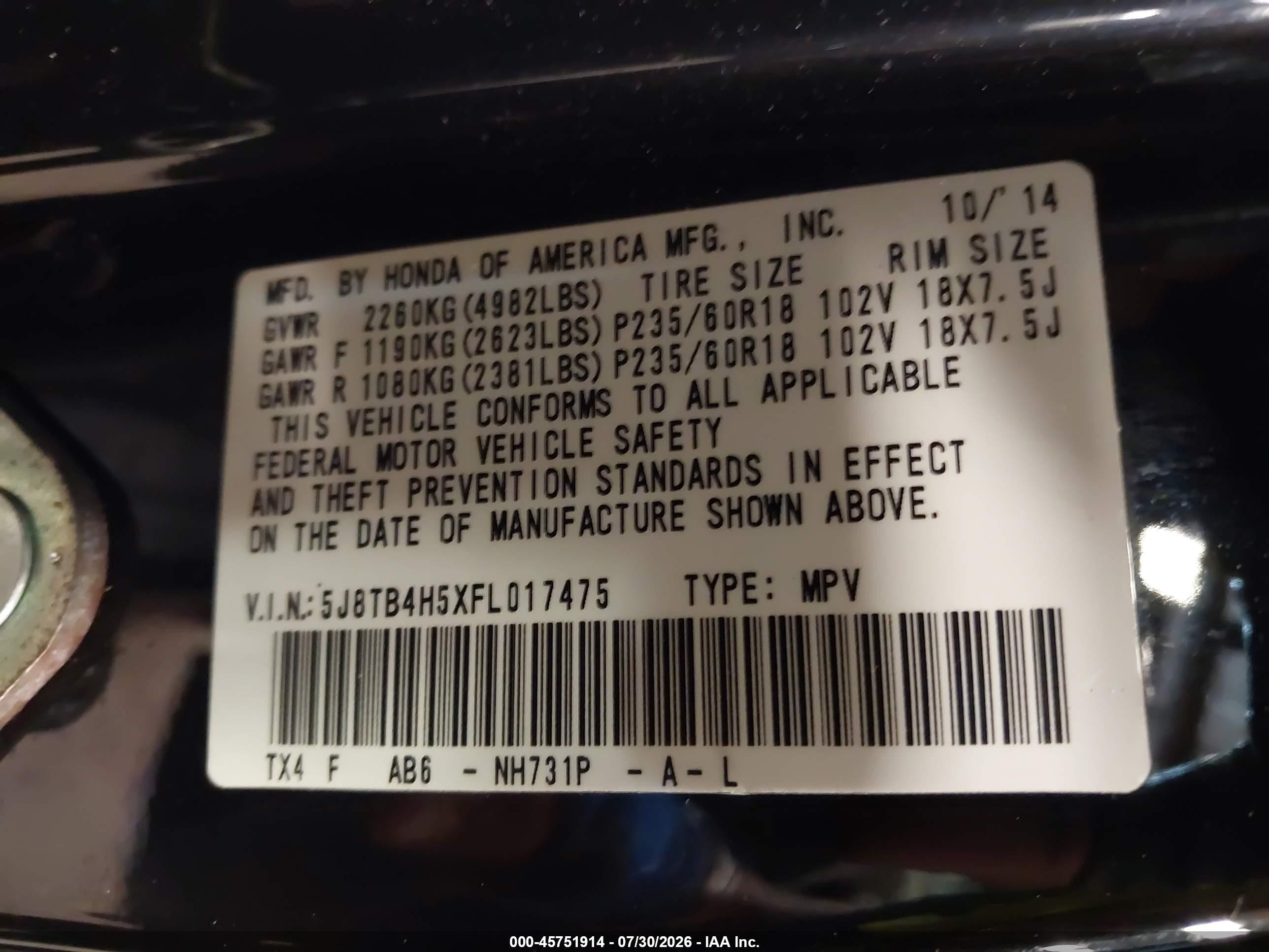 2015 Acura Rdx   Black vin: 5J8TB4H5XFL017475