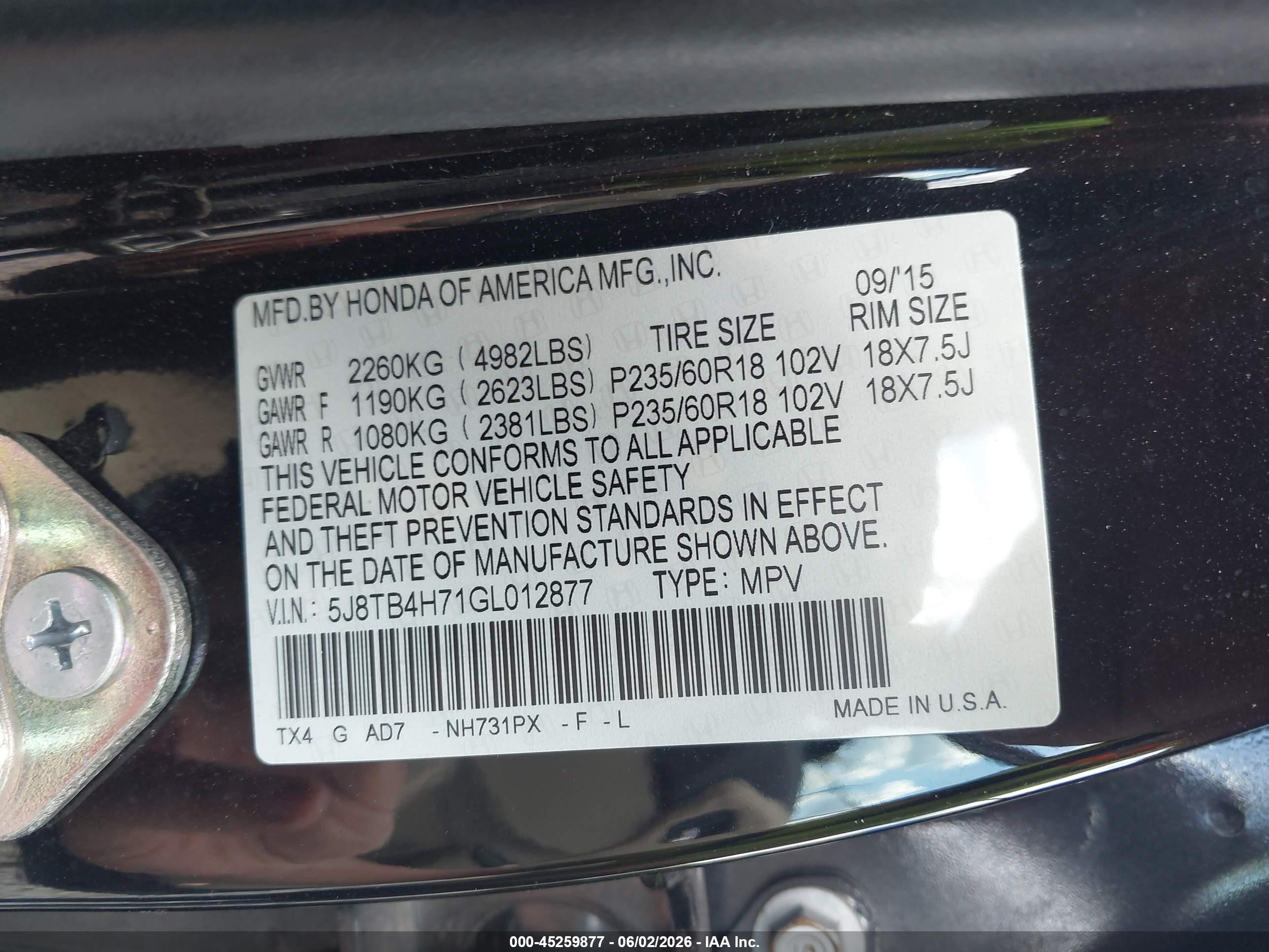 2016 Acura Rdx Advance Package Black vin: 5J8TB4H71GL012877