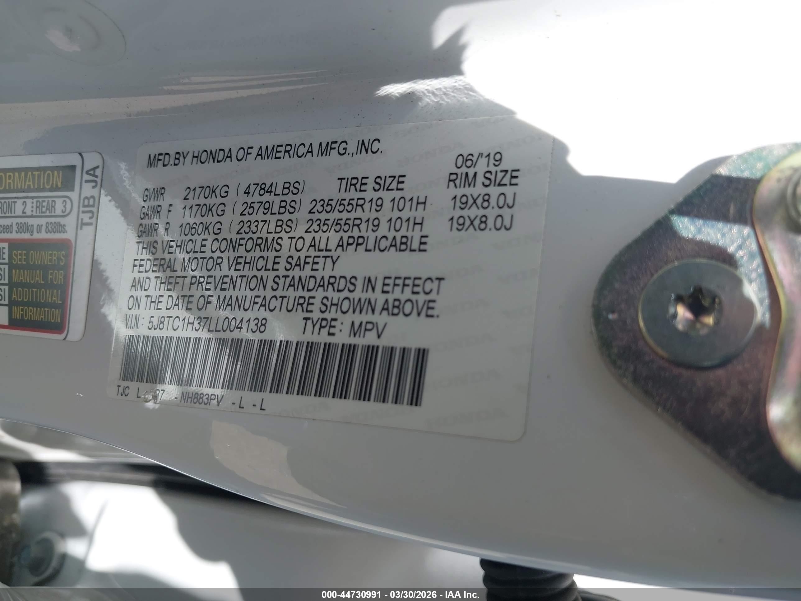 2020 Acura Rdx Standard Белый vin: 5J8TC1H37LL004138