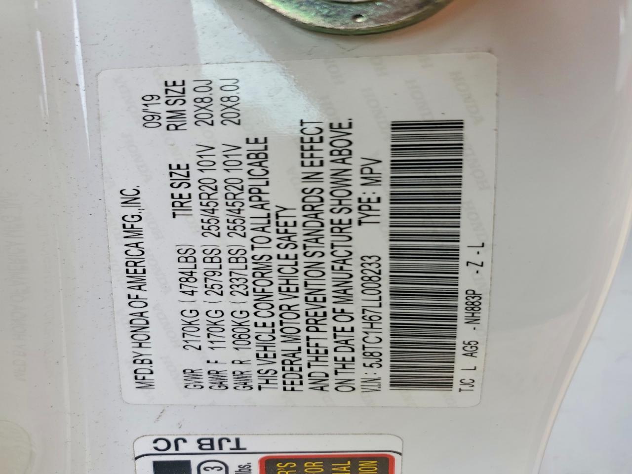 2020 Acura Rdx A-spec White vin: 5J8TC1H67LL008233